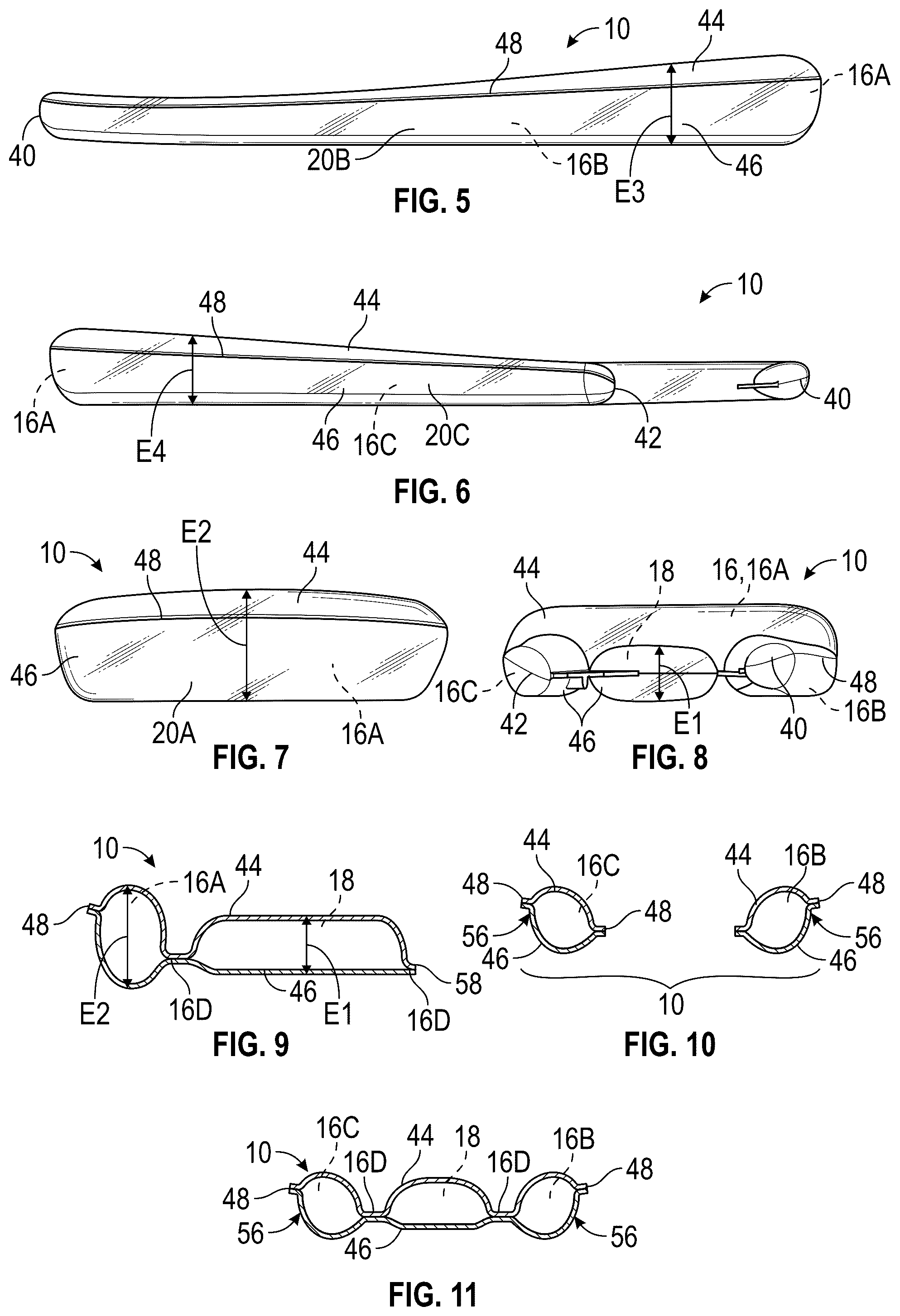 Patent US12426684 Figure 3 – Bladder for a footwear sole structure