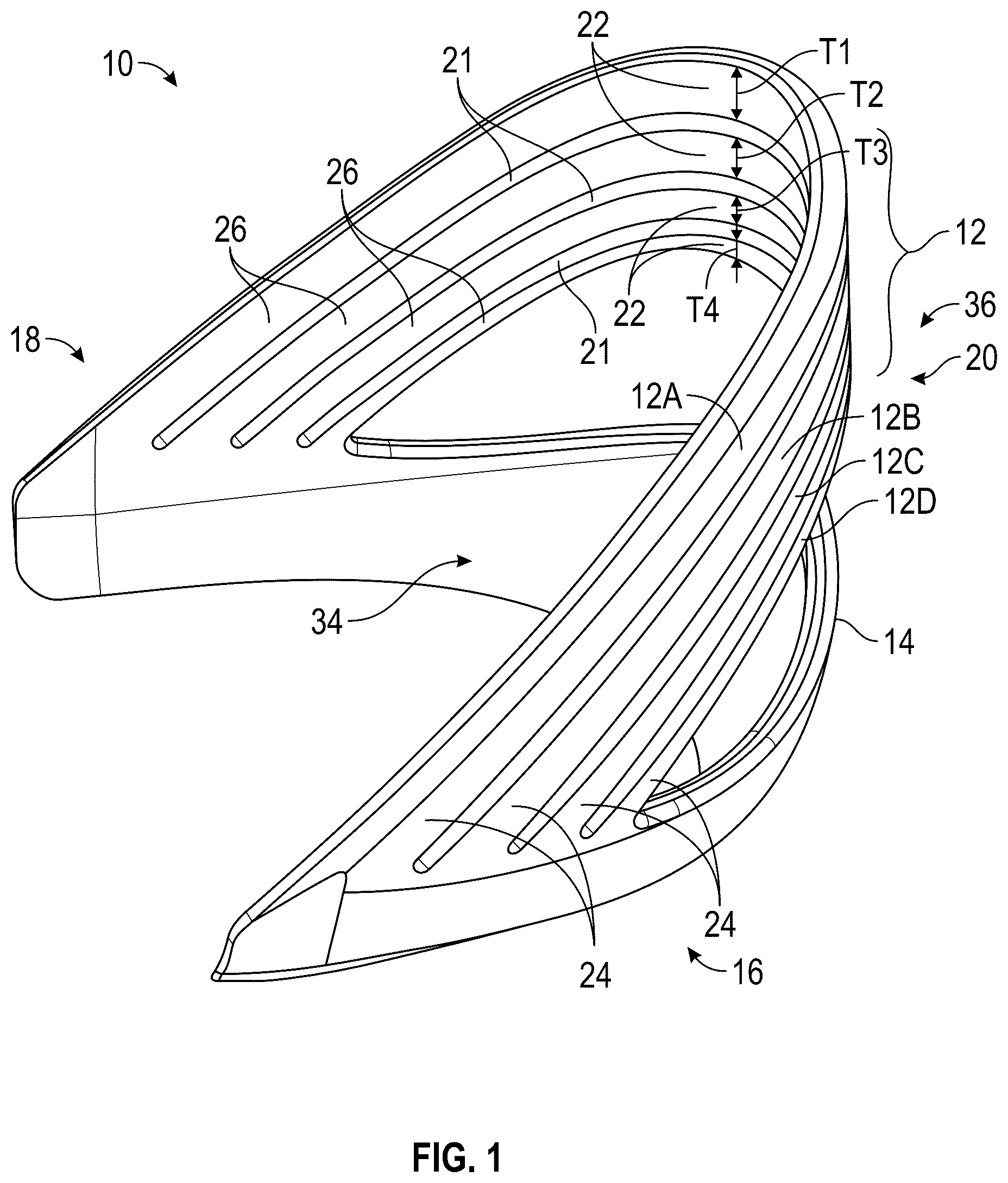 Patent US12426685 Figure 1 – Footwear heel support device