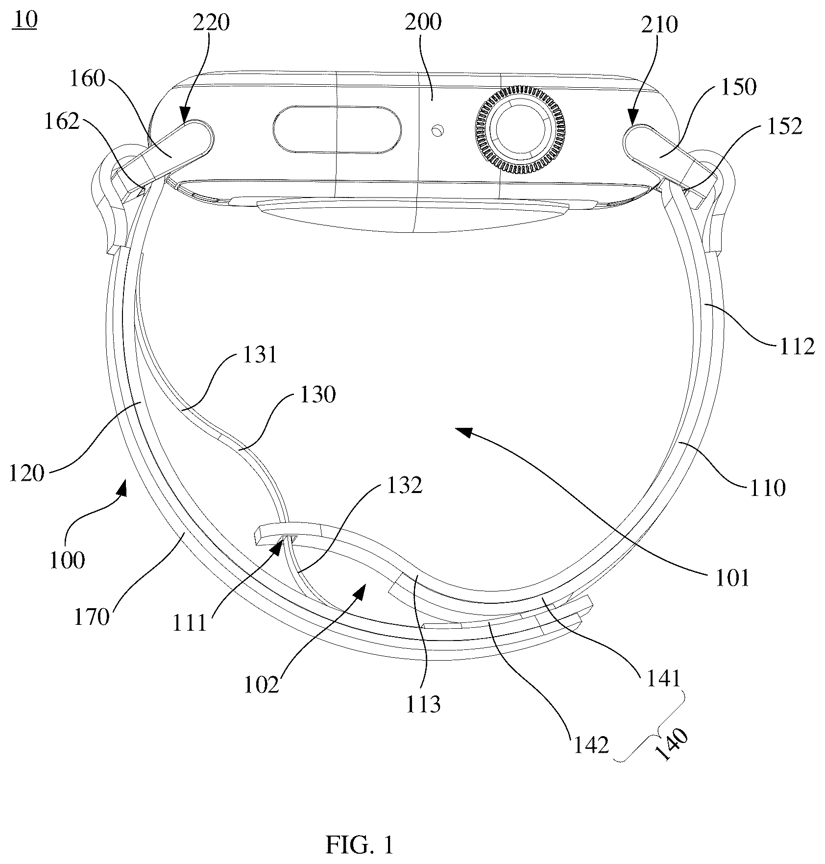 Patent US12426688 Figure 1 – Watch strap and wearable device