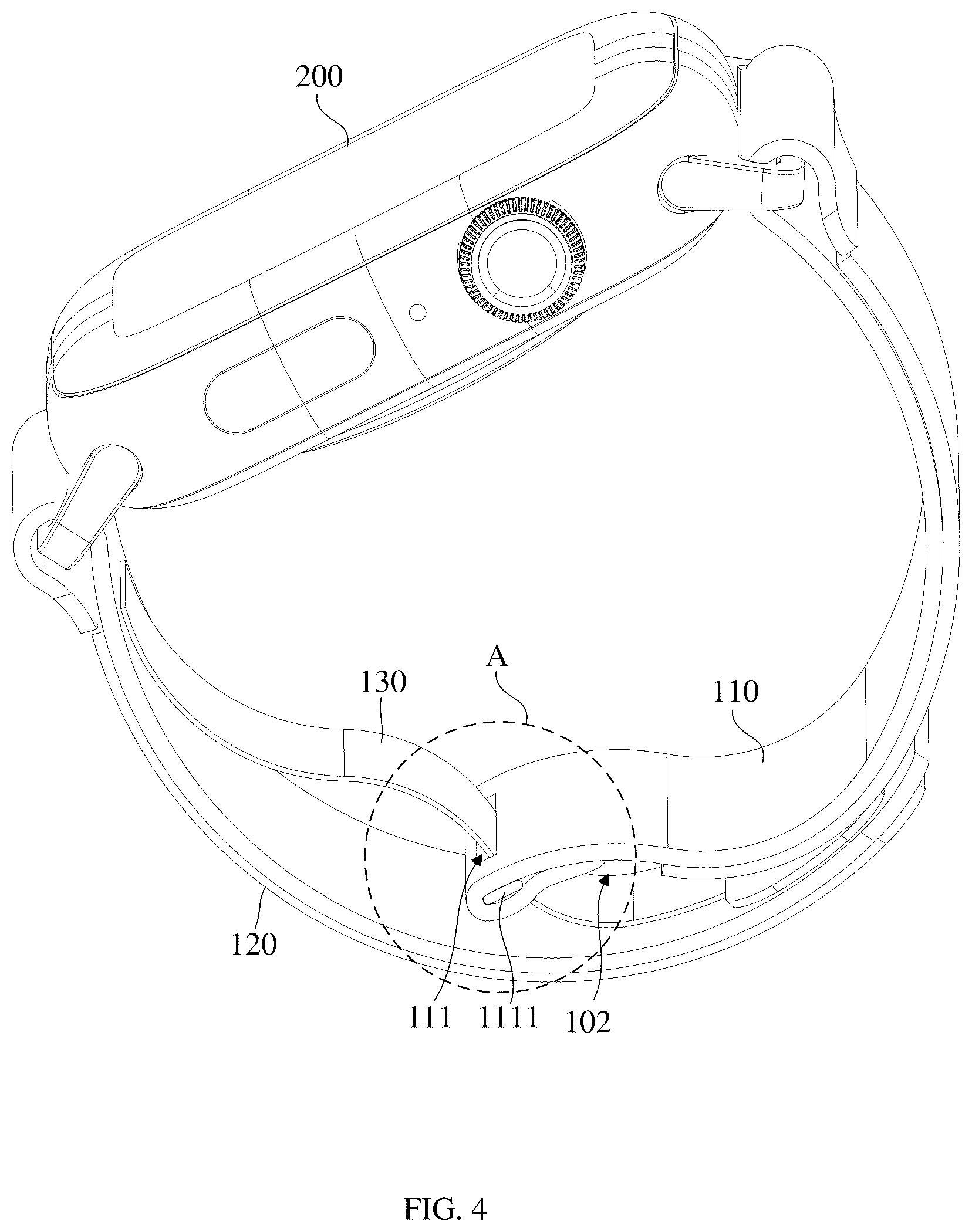 Patent US12426688 Figure 4 – Watch strap and wearable device