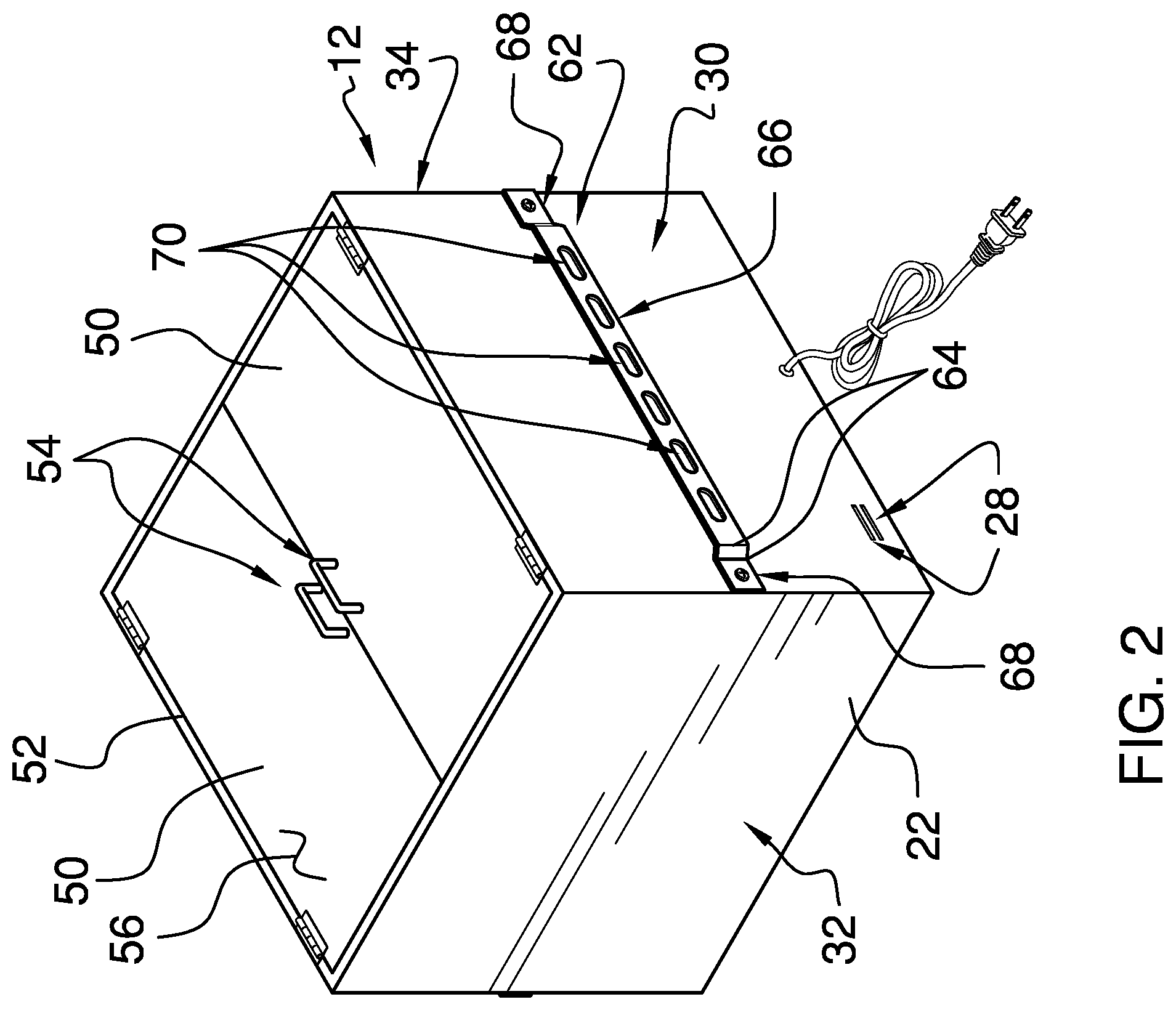 Patent US12426698 Figure 2 – Hair care products storage device