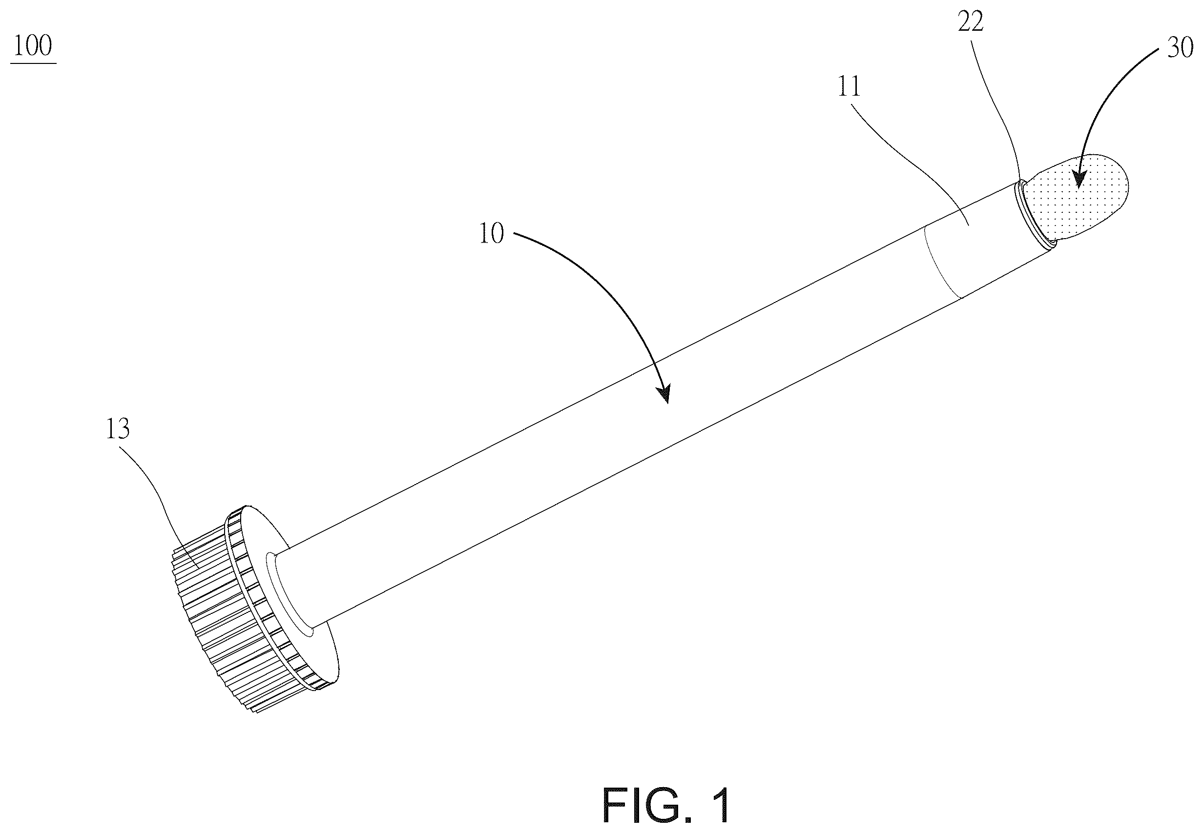 Patent US12426701 Figure 1 – Wand applicator with releasable swab head