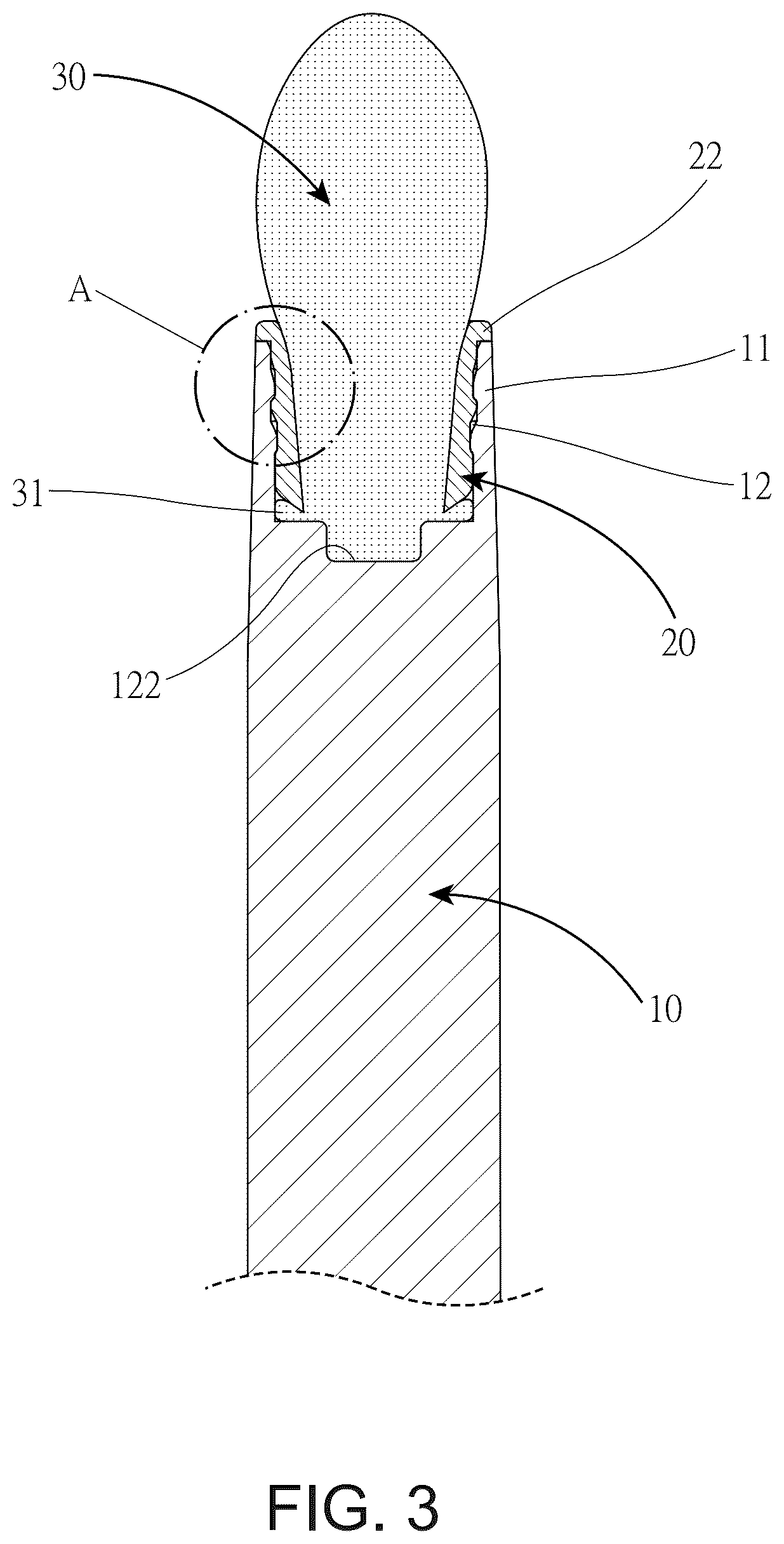 Patent US12426701 Figure 3 – Wand applicator with releasable swab head