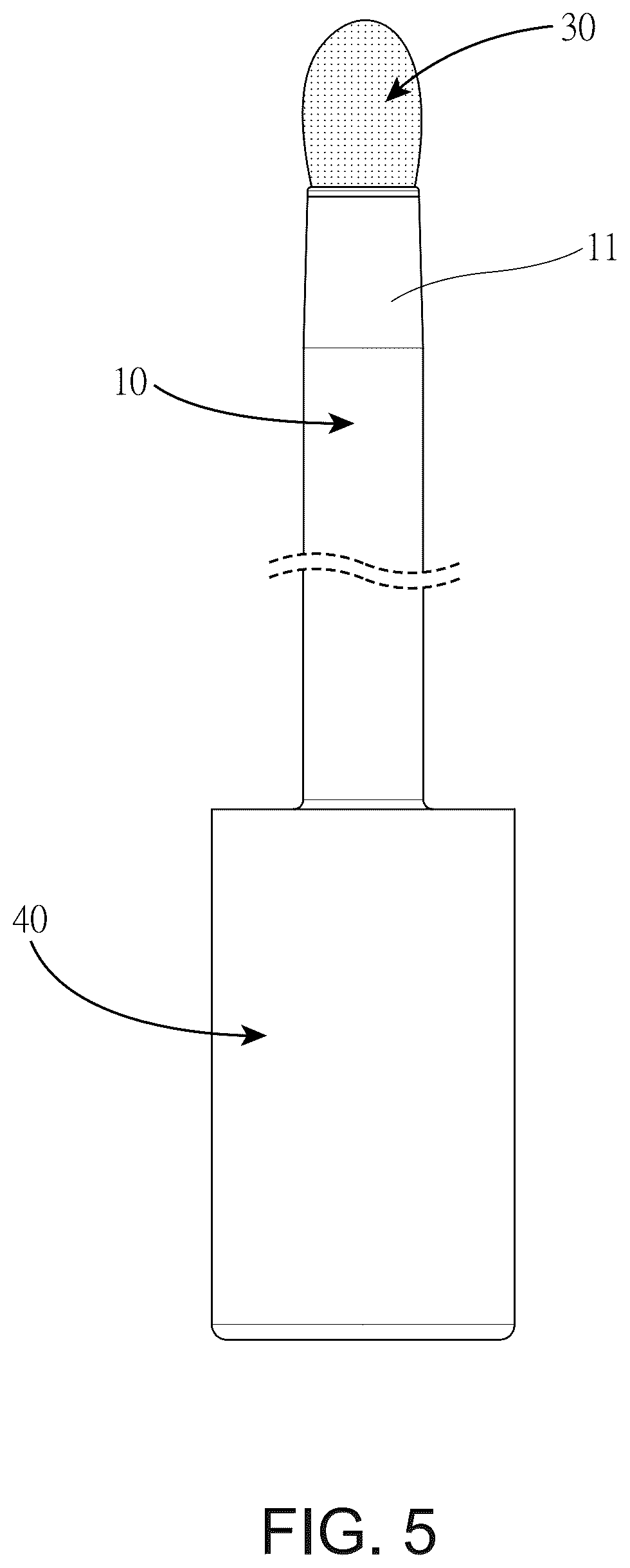 Patent US12426701 Figure 5 – Wand applicator with releasable swab head