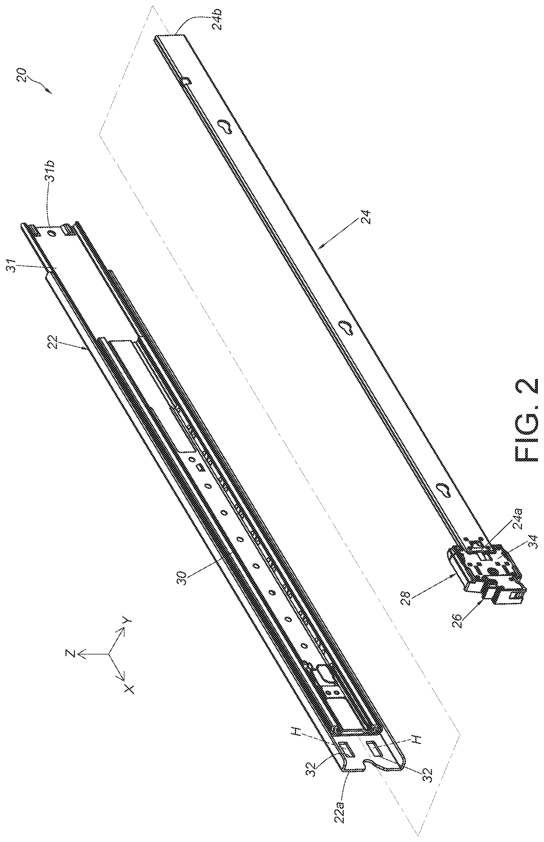 Patent US12426706 Figure 2 – Slide rail assembly