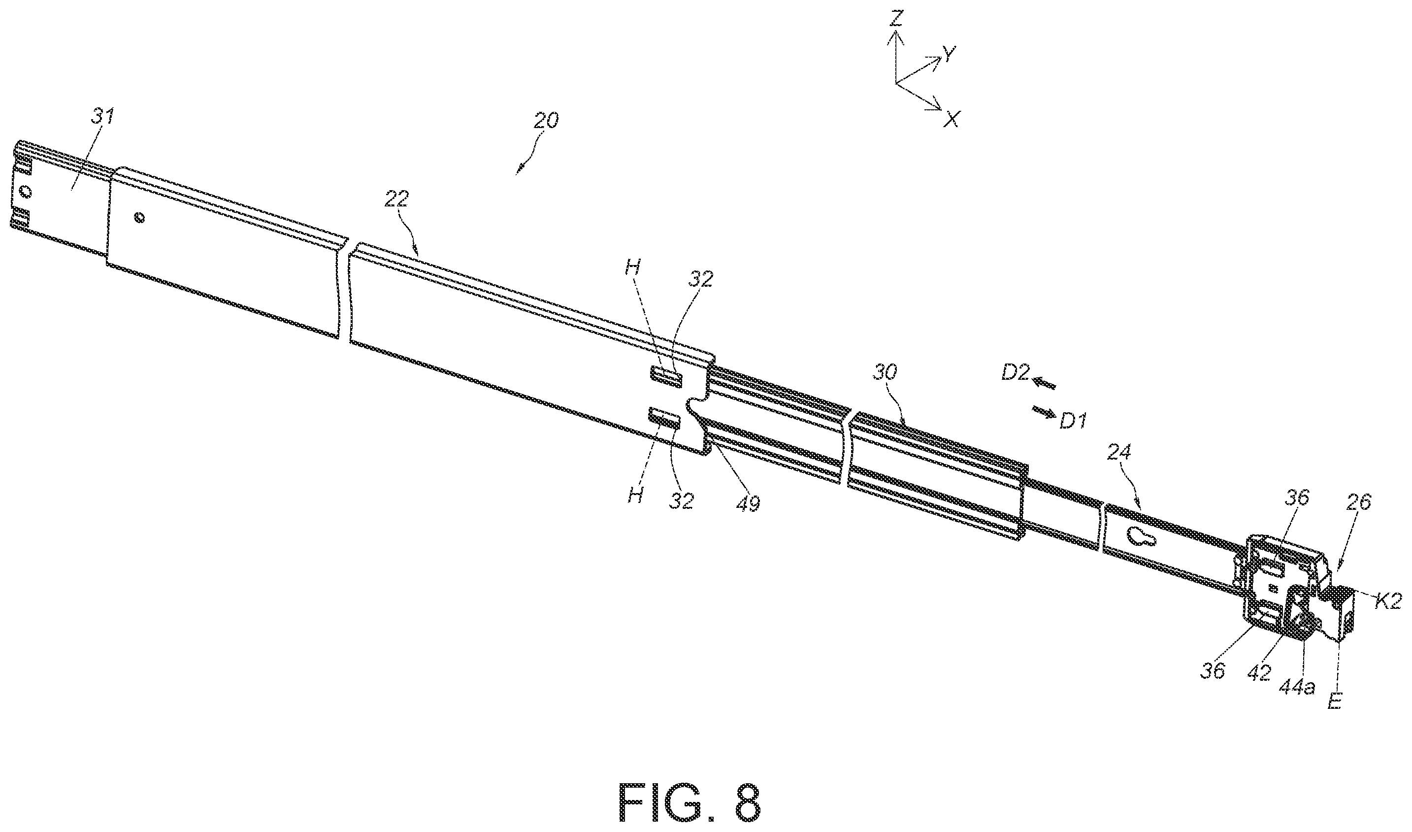 Patent US12426706 Figure 8 – Slide rail assembly