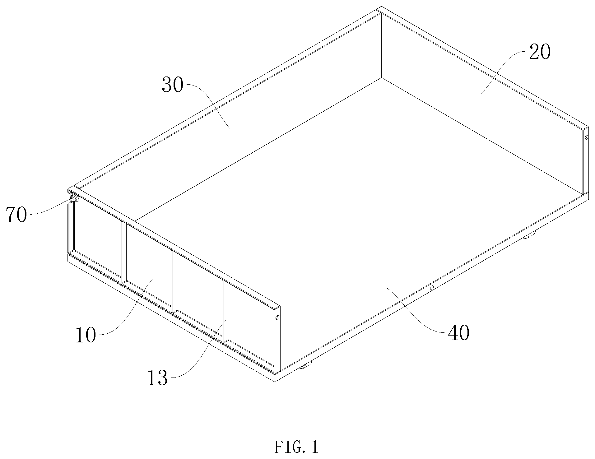 Patent US12426707 Figure 1 – Assembled drawer