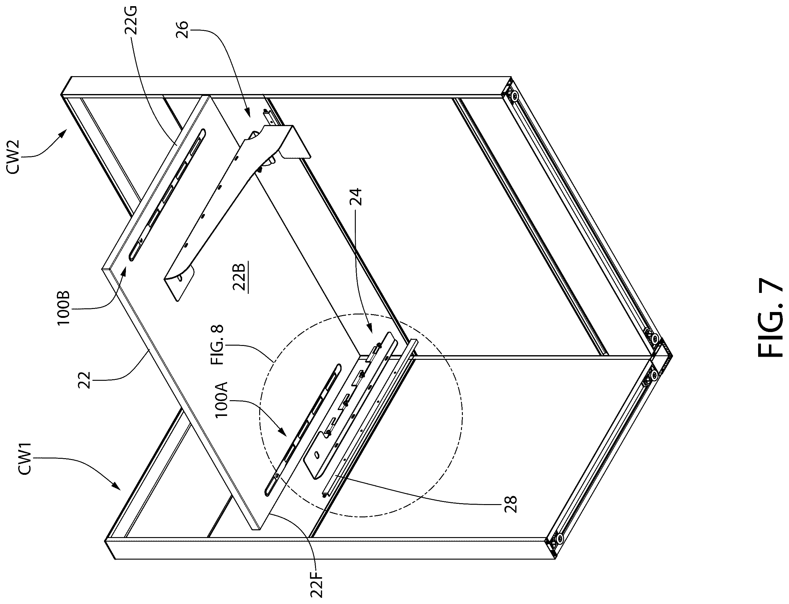Patent US12426709 Figure 8 – Apparatus and method for releasably locked furniture
