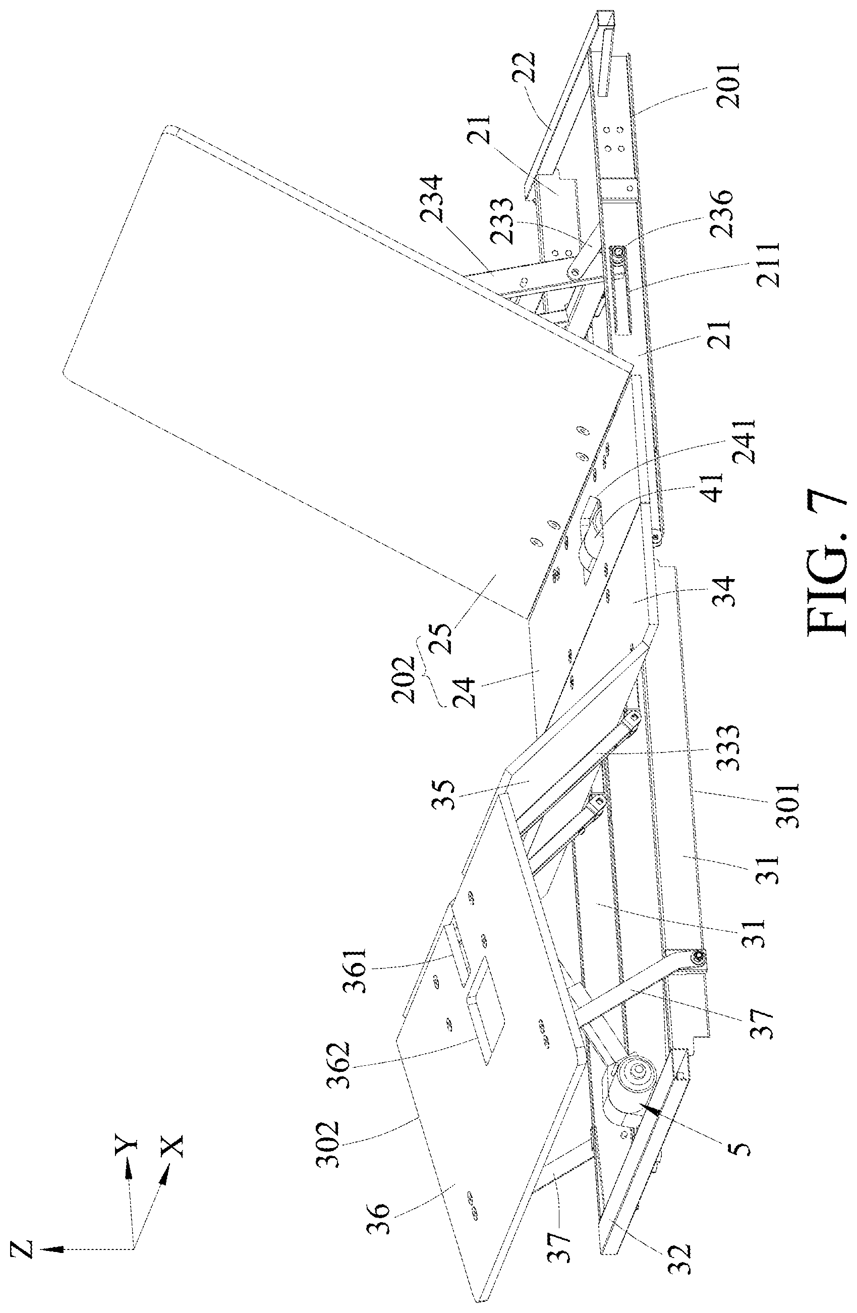 Patent US12426717 Figure 7 – Foldable bed