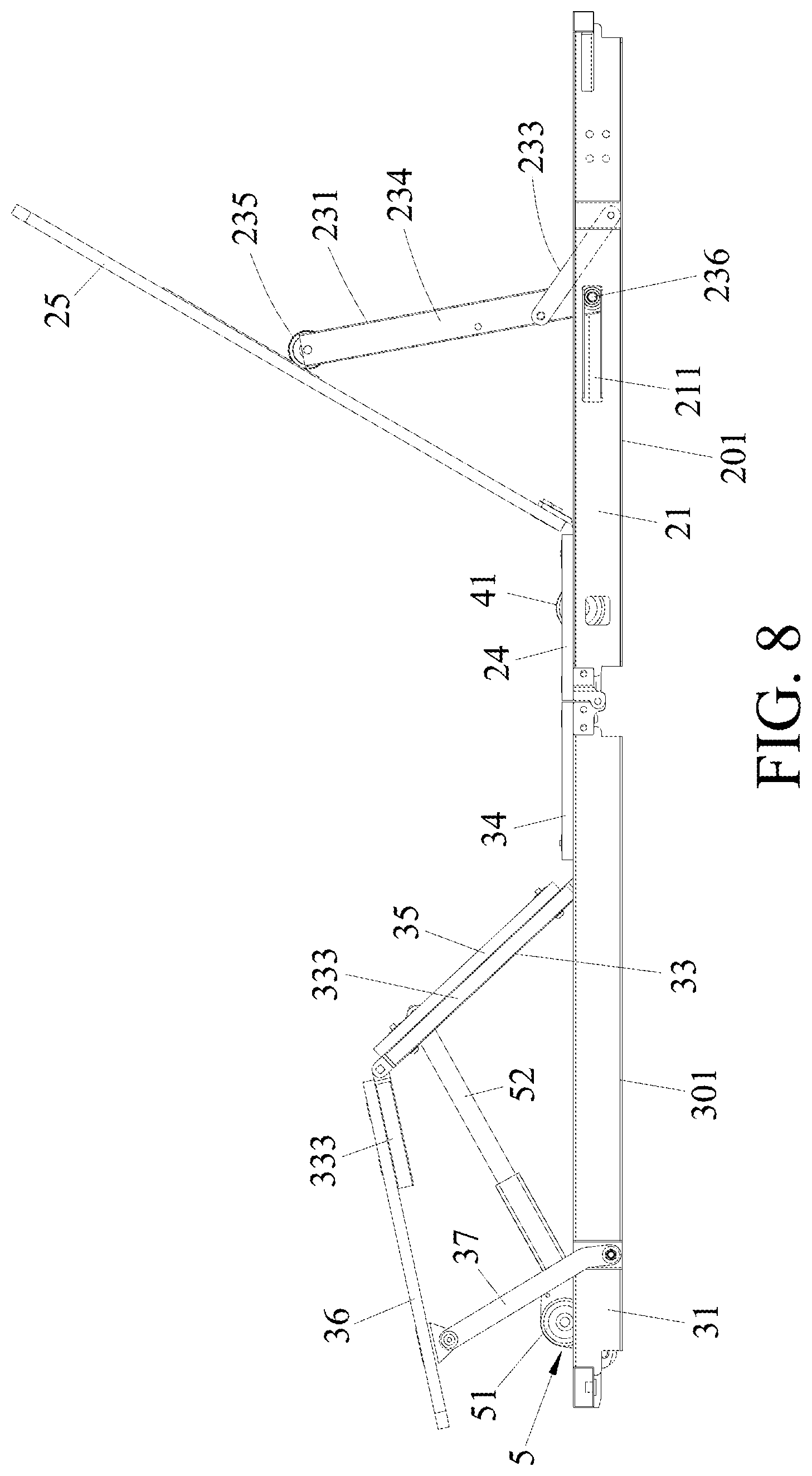 Patent US12426717 Figure 8 – Foldable bed