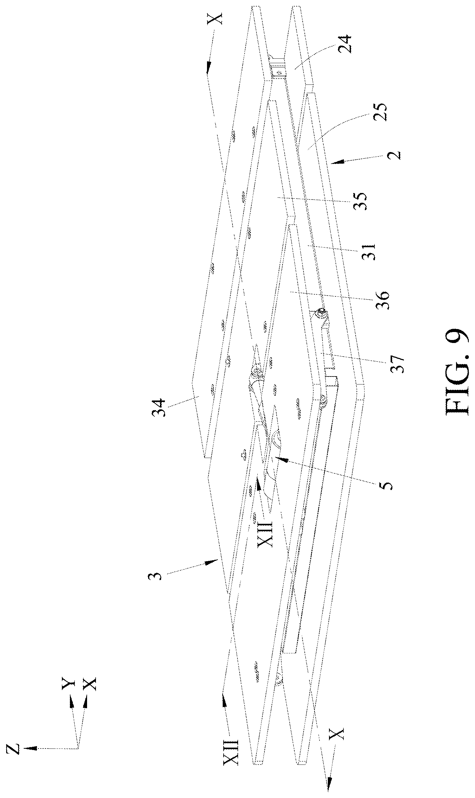 Patent US12426717 Figure 9 – Foldable bed