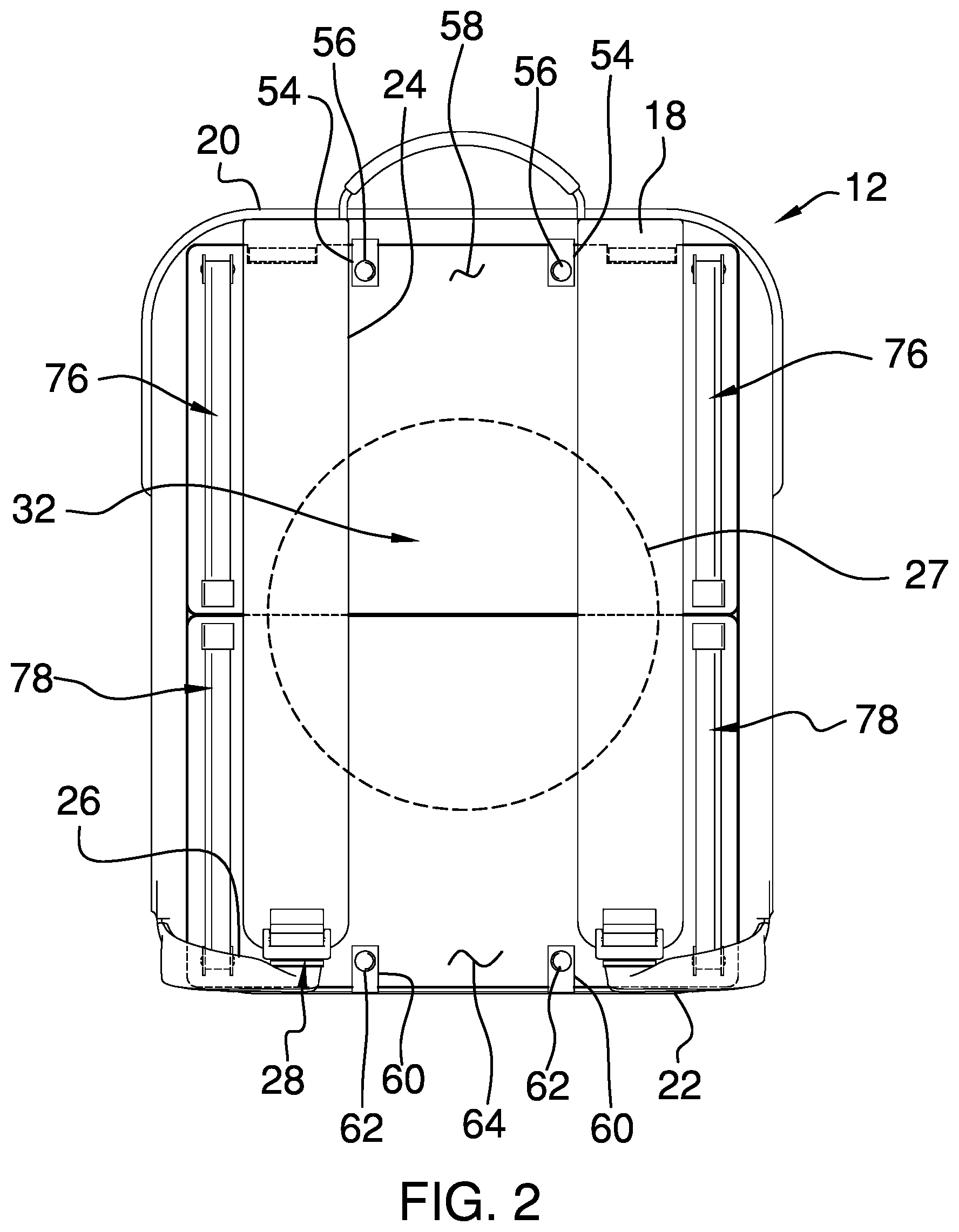 Patent US12426719 Figure 2 – Portable changing table assembly
