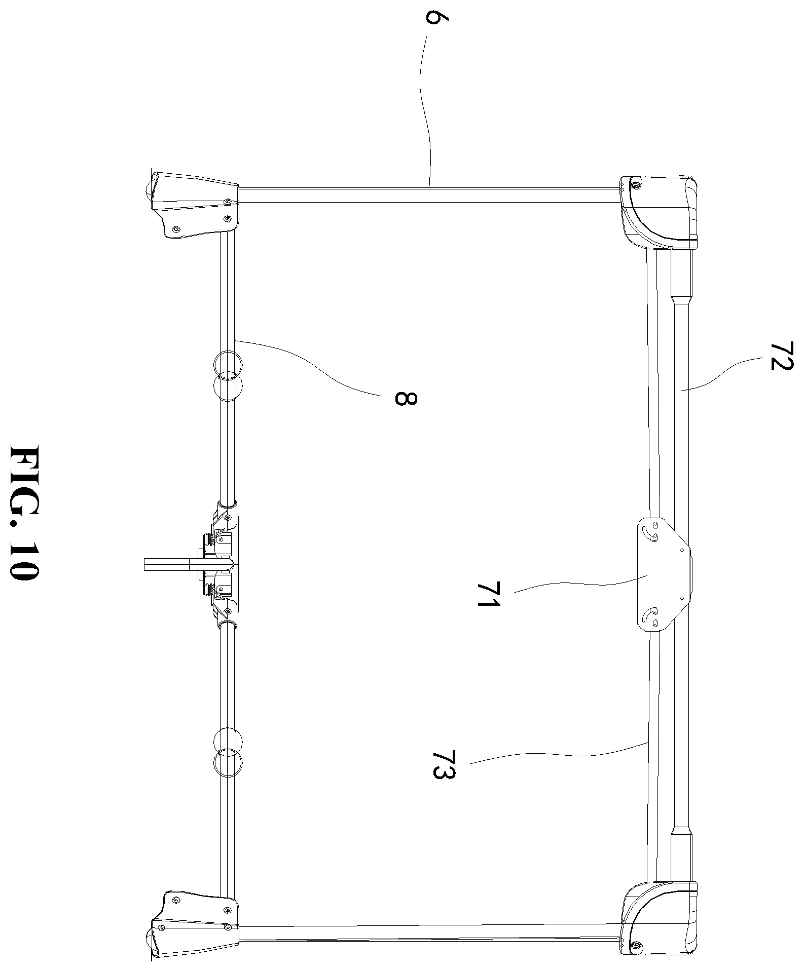 Patent US12426721 Figure 9 – Turnover mechanism, crib frame, and foldable crib