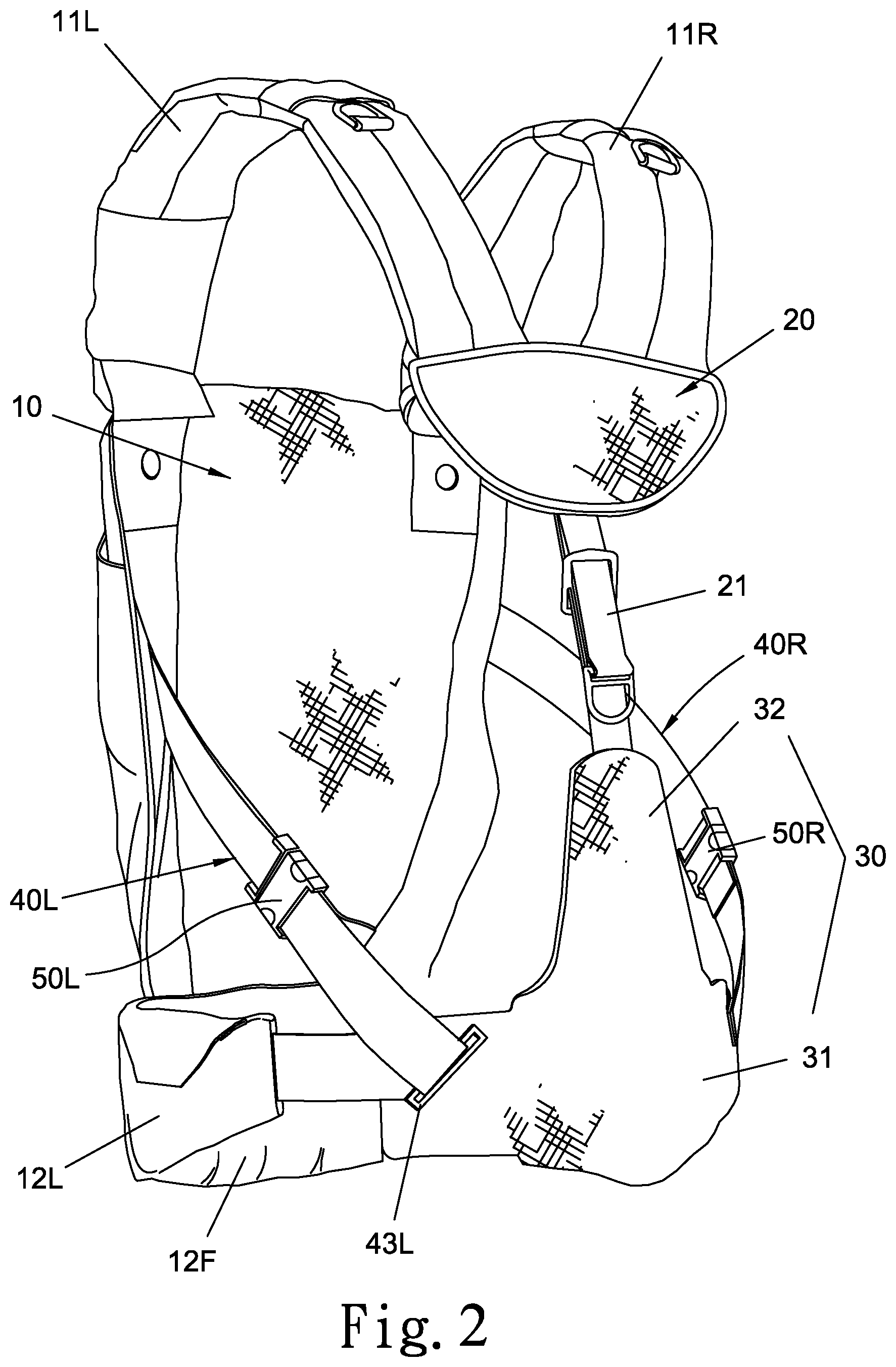Patent US12426722 Figure 2 – Baby carrier