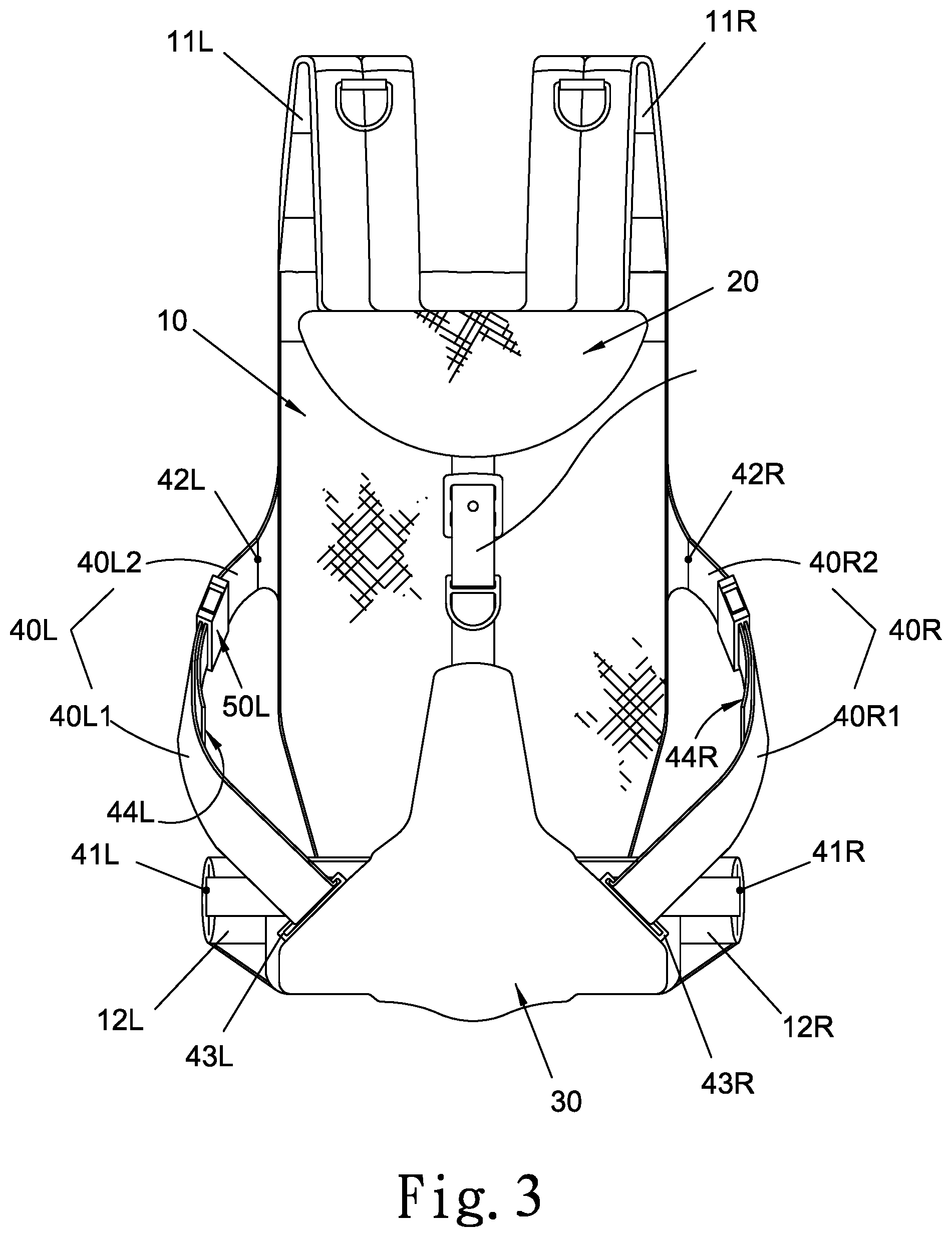 Patent US12426722 Figure 3 – Baby carrier