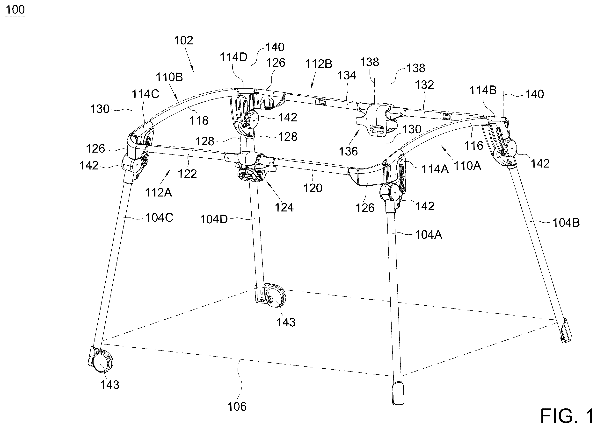 Patent US12426723 — Playpen — Figure 1