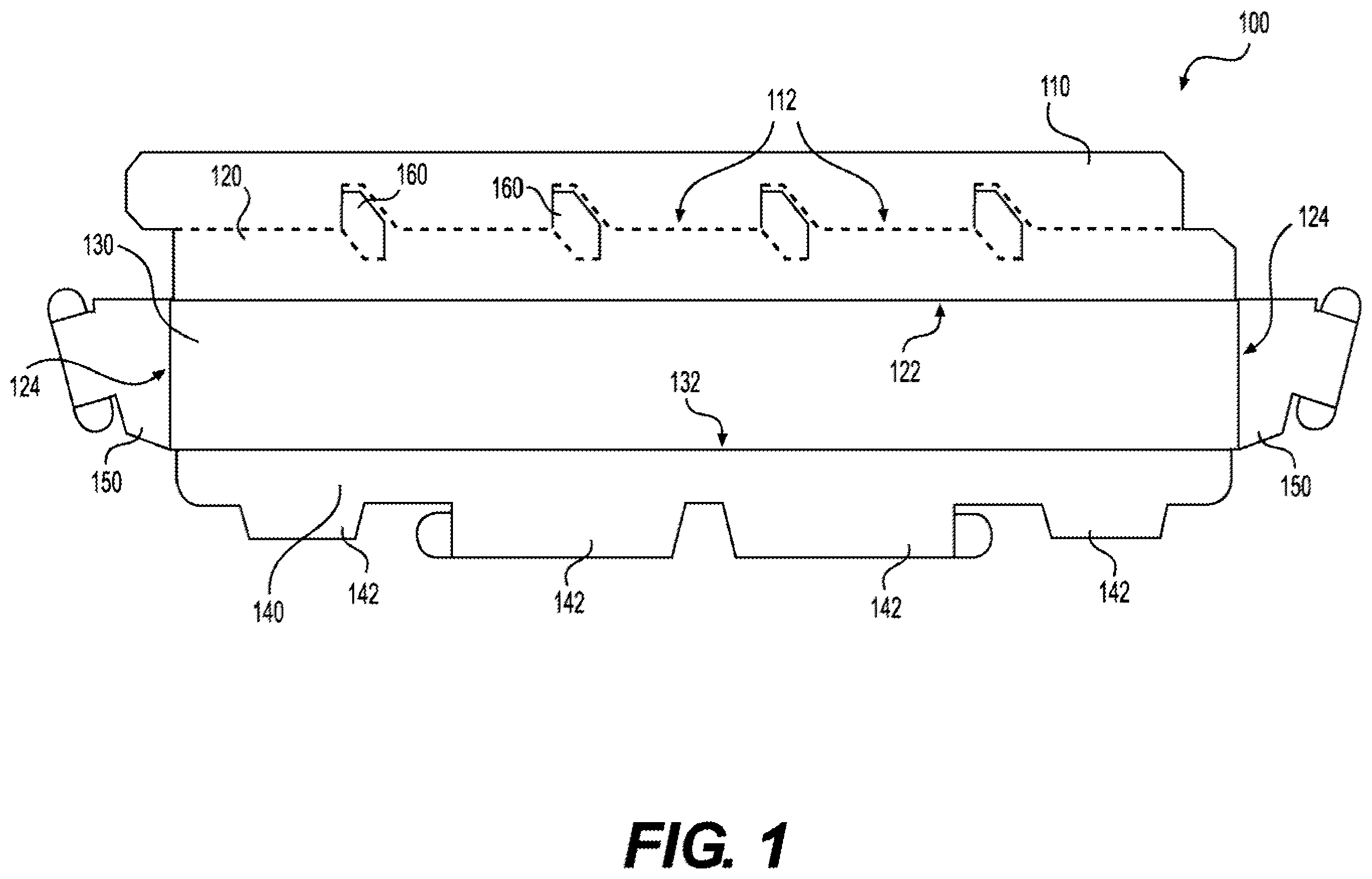 Patent US12426726 Figure 1 – Divided shelf for modular greeting card rack