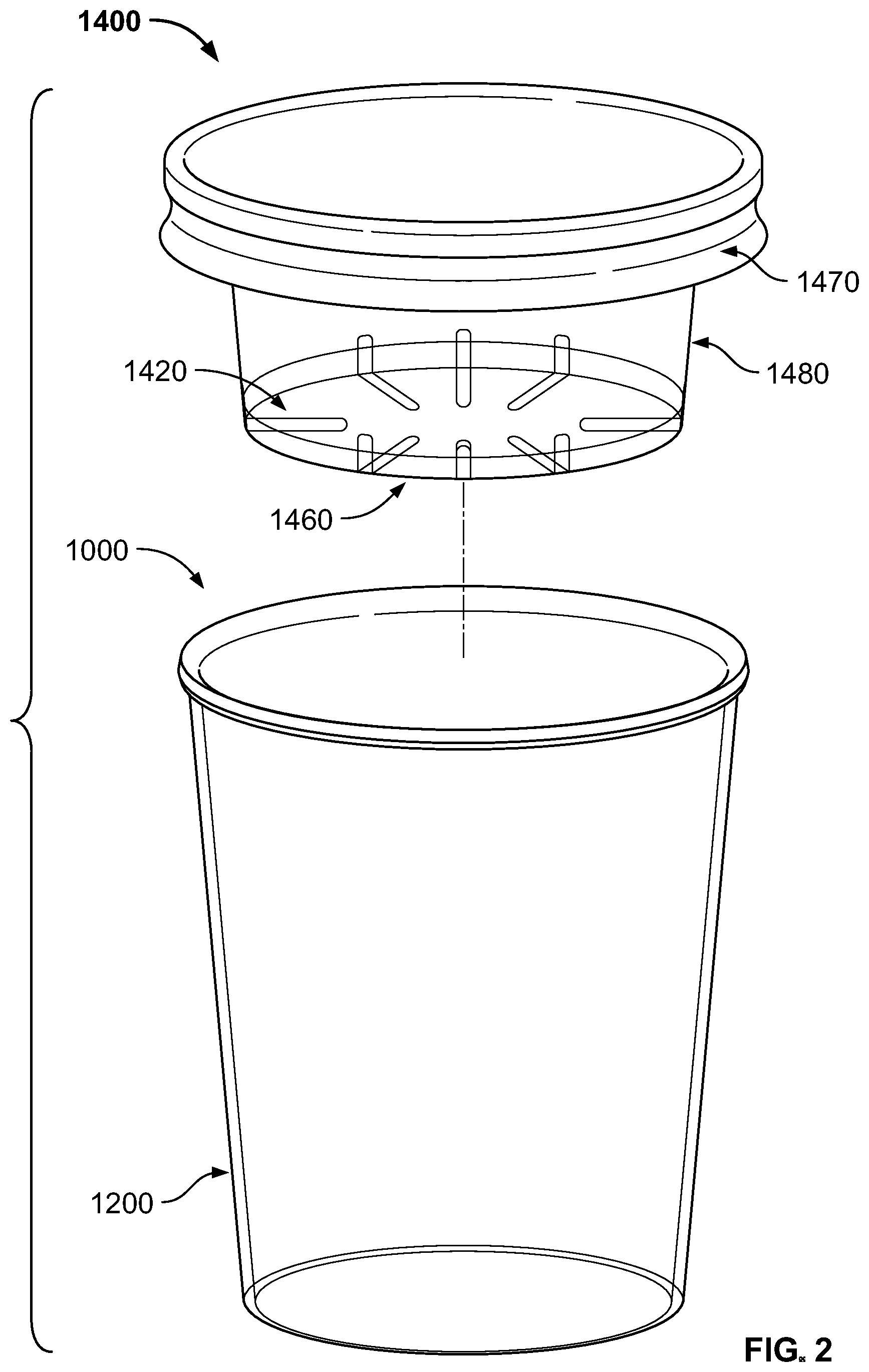 Patent US12426733 Figure 2 – Drinking cup with ice retainer