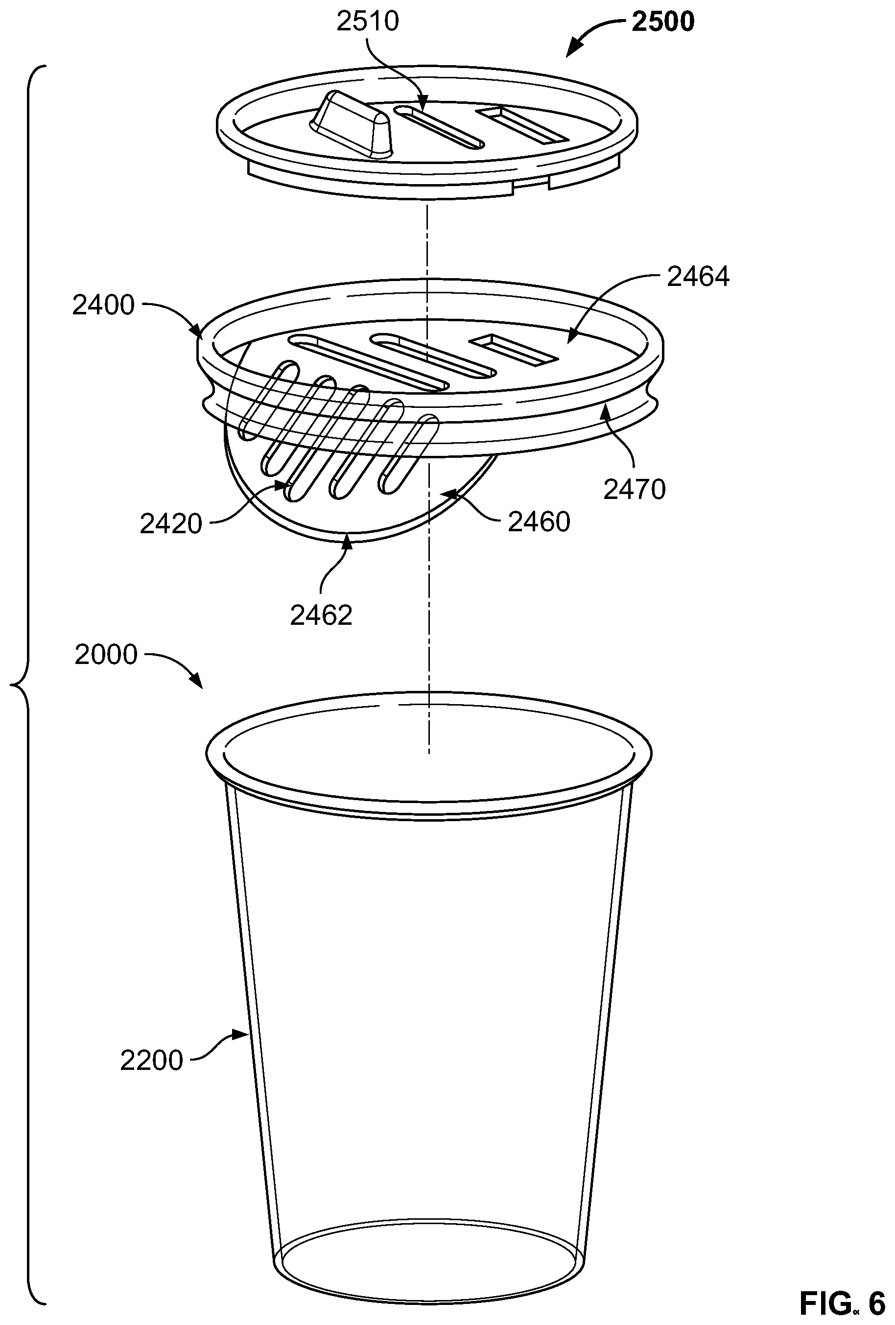 Patent US12426733 Figure 5 – Drinking cup with ice retainer