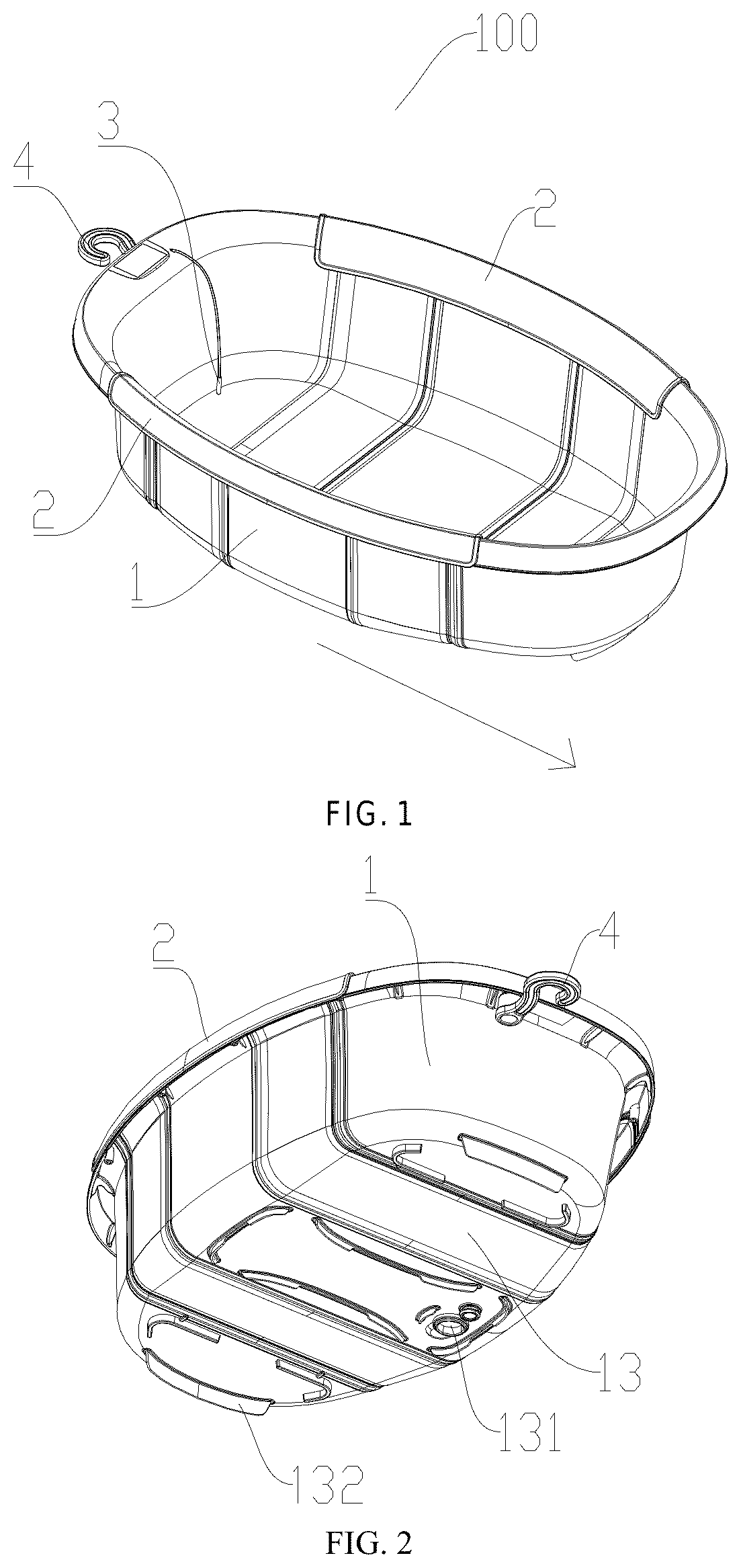 Patent US12426744 Figure 1 – Foldable bathtub
