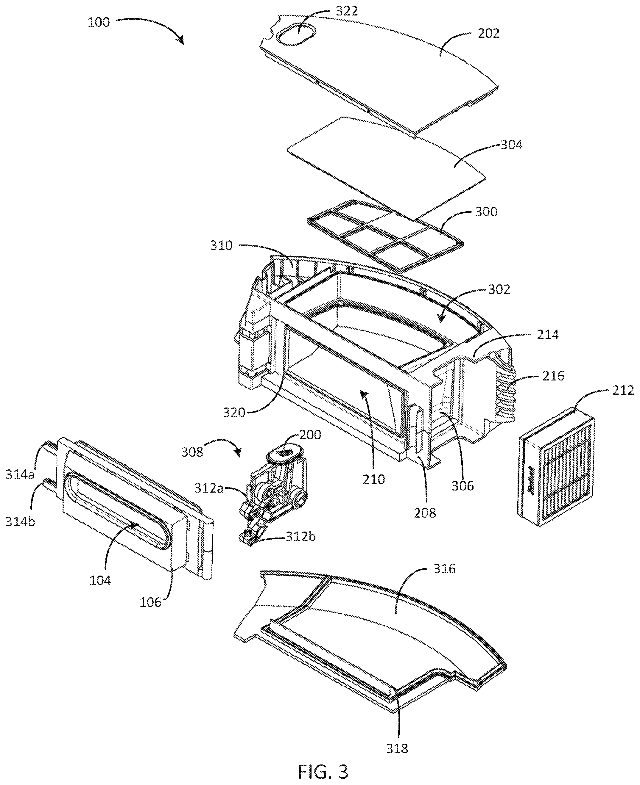 Patent US12426753 Figure 3 – Washable bin for a robot vacuum cleaner