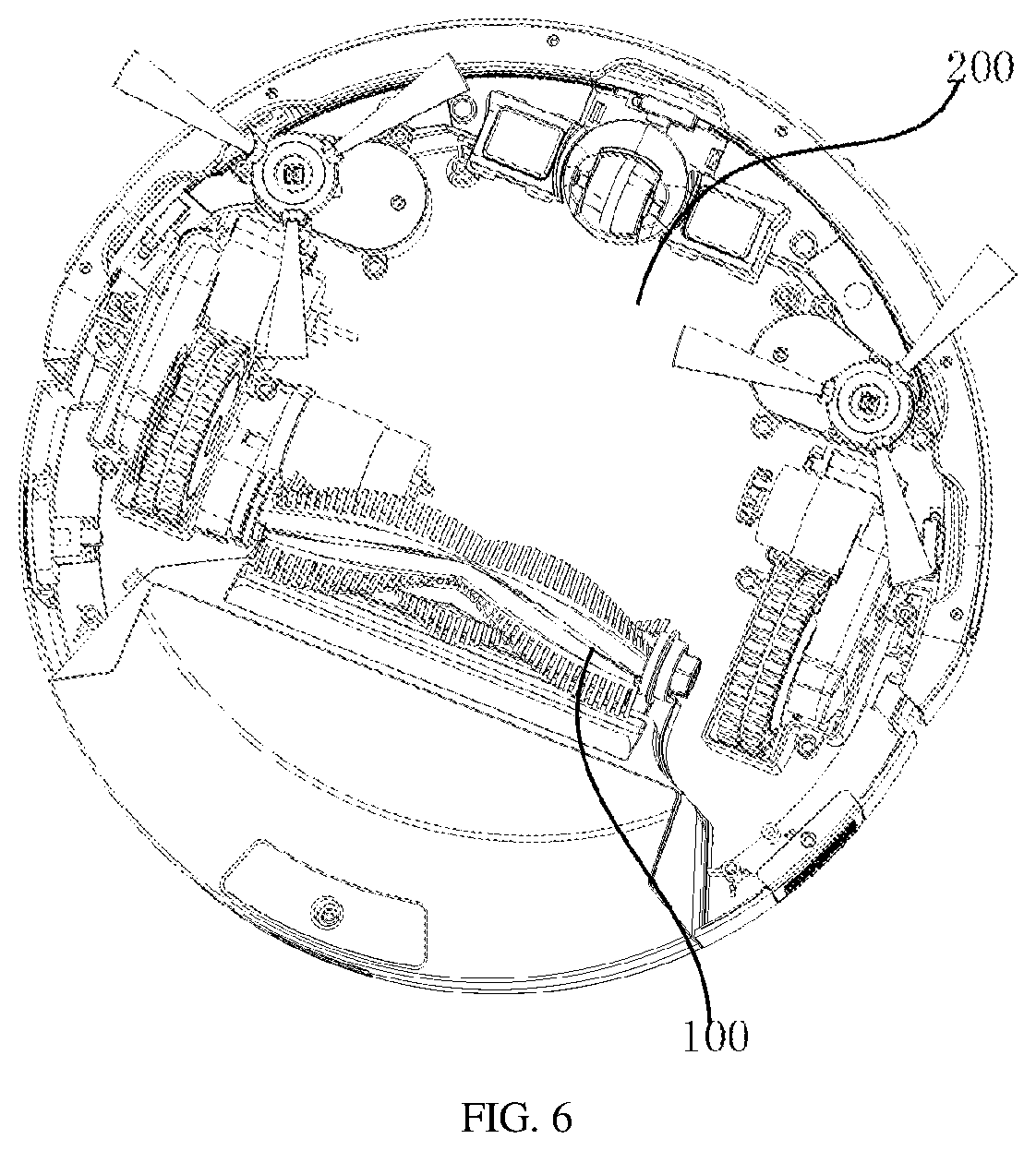Patent US12426759 Figure 6 – Roller brush assembly and movable device