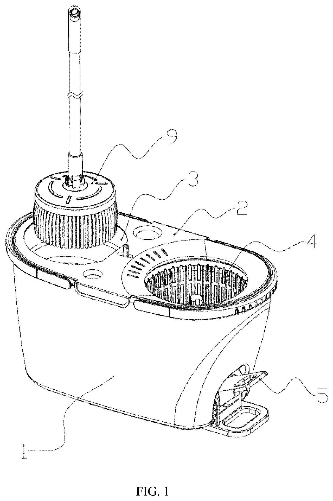 Patent US12426765 Figure 1 – Mop bucket with clean and dirty water separation