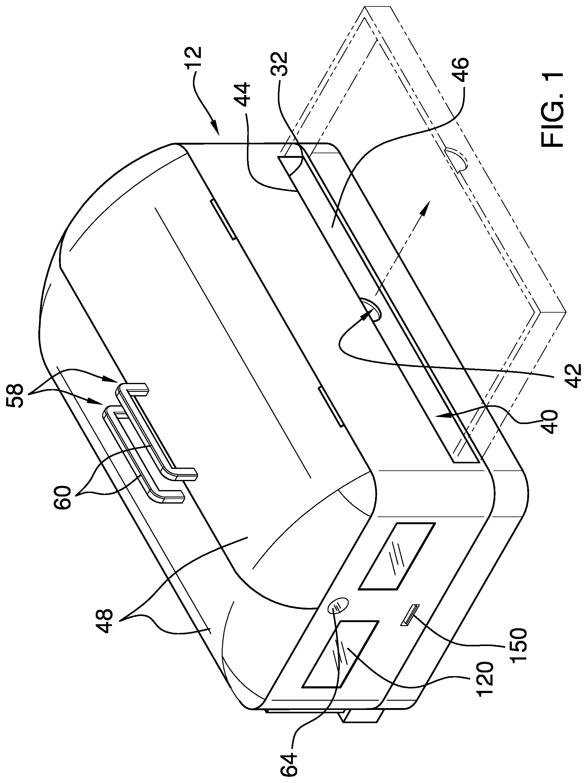 Patent US12426769 Figure 1 – Footwear washing assembly