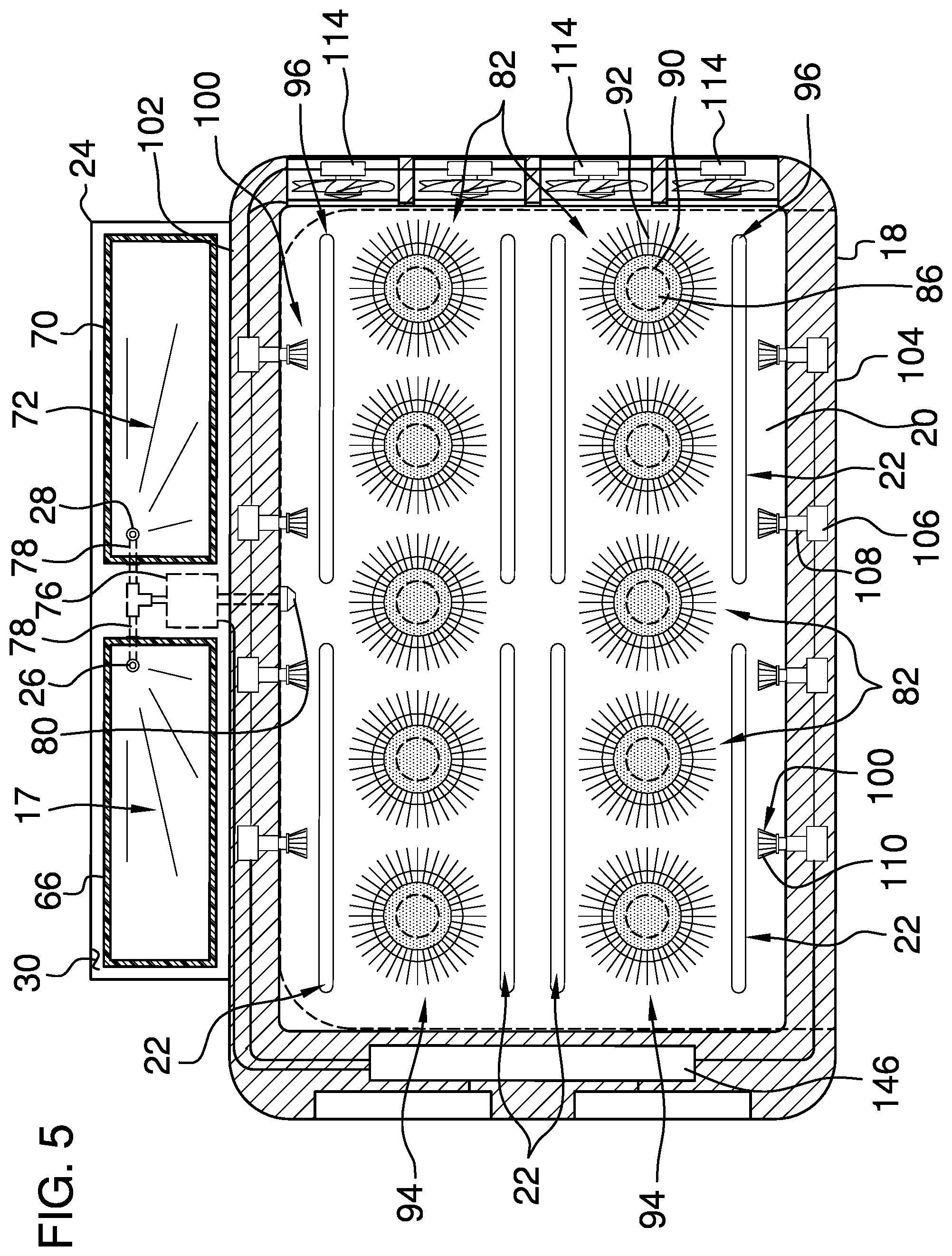 Patent US12426769 Figure 5 – Footwear washing assembly