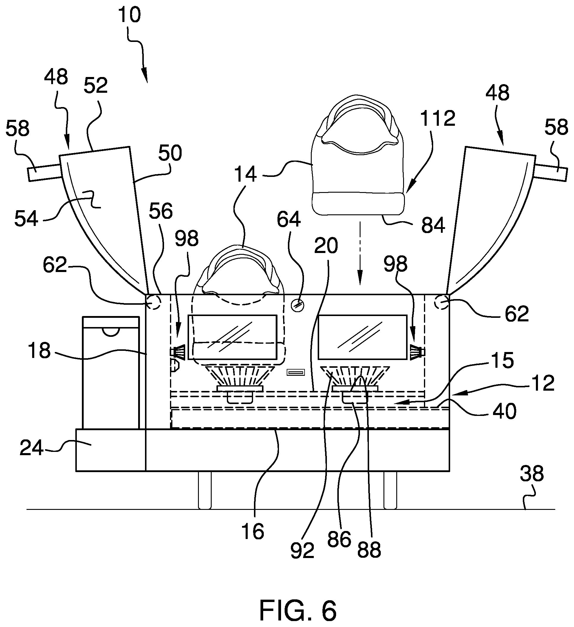 Patent US12426769 Figure 6 – Footwear washing assembly