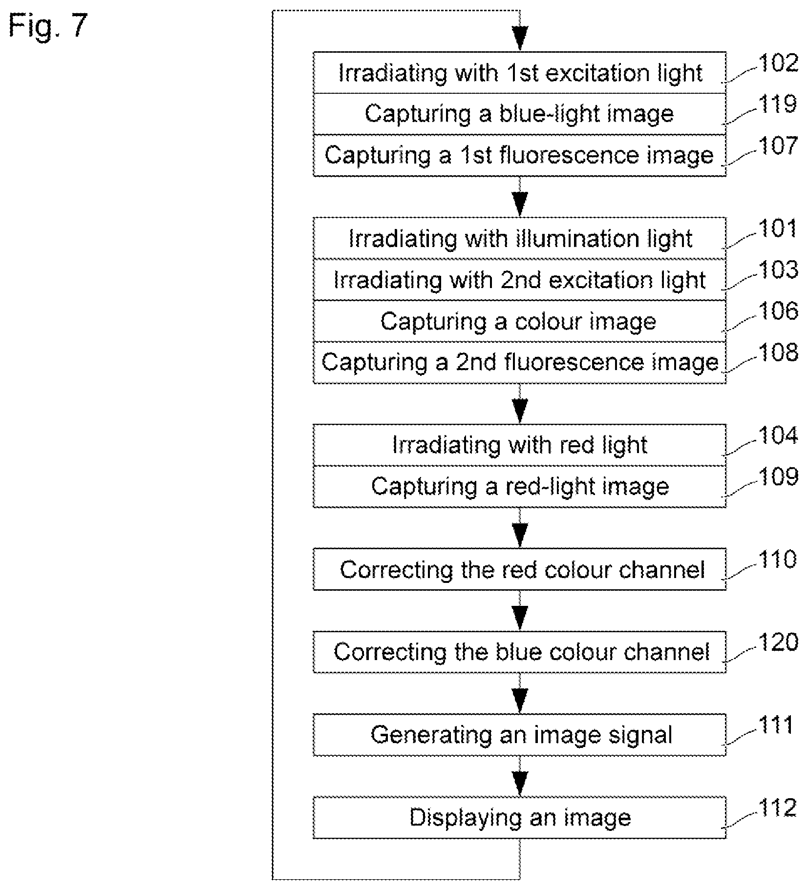 Patent US12426773 Figure 4 – Method and apparatus for capturing images of a medical subject with white light and fluorescent light