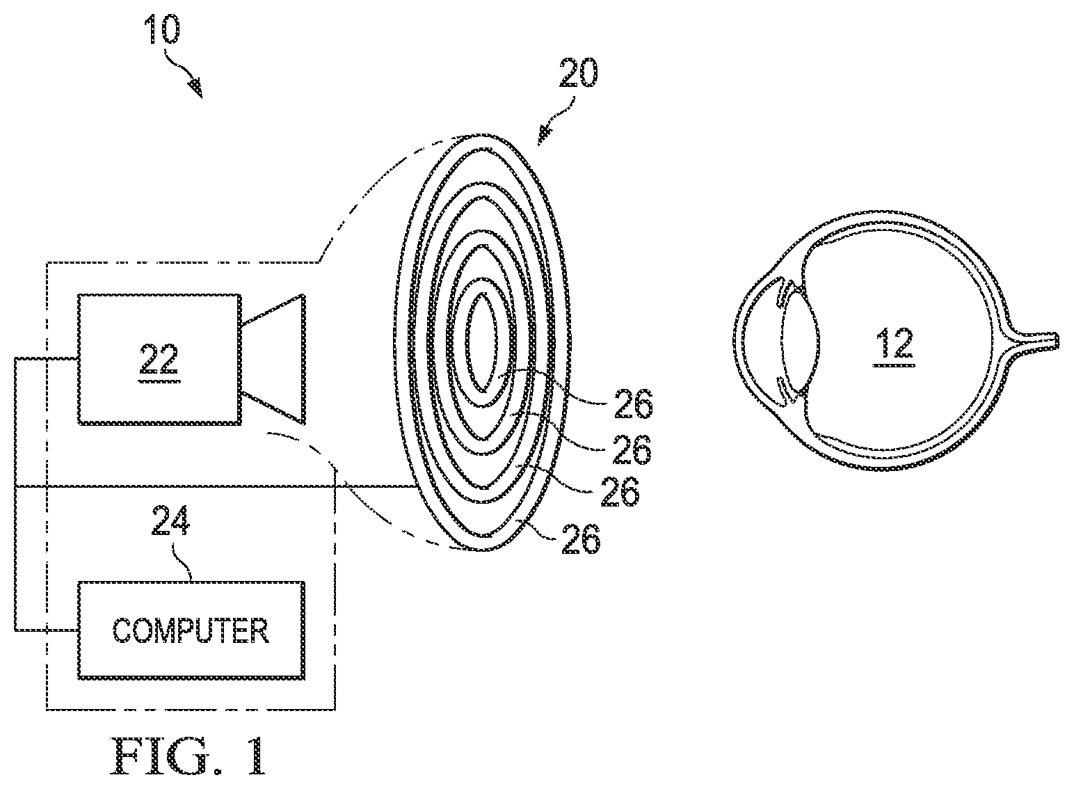 Patent US12426780 Figure 1 – Placido pattern for a corneal topographer