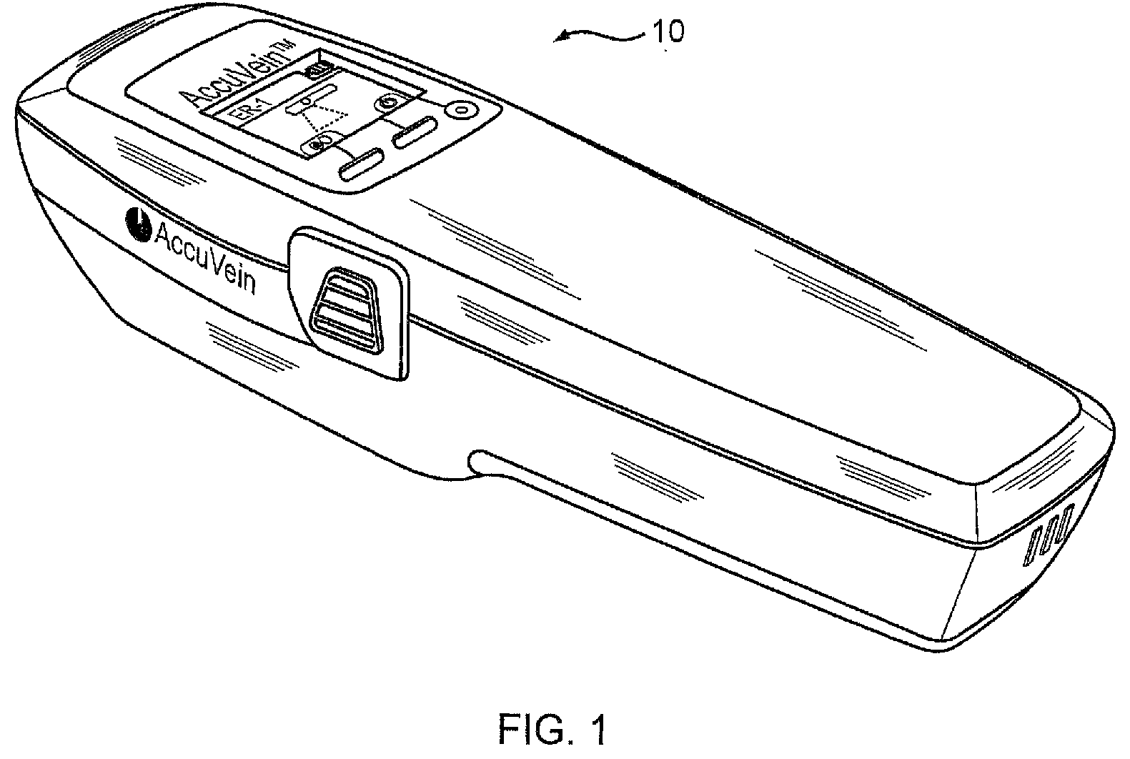 Patent US12426835 Figure 1 – Vein scanner with housing configured for single-handed lifting and use