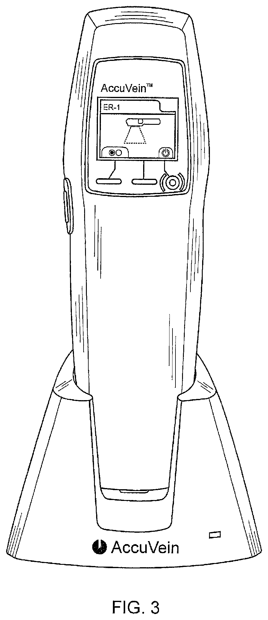 Patent US12426835 Figure 3 – Vein scanner with housing configured for single-handed lifting and use