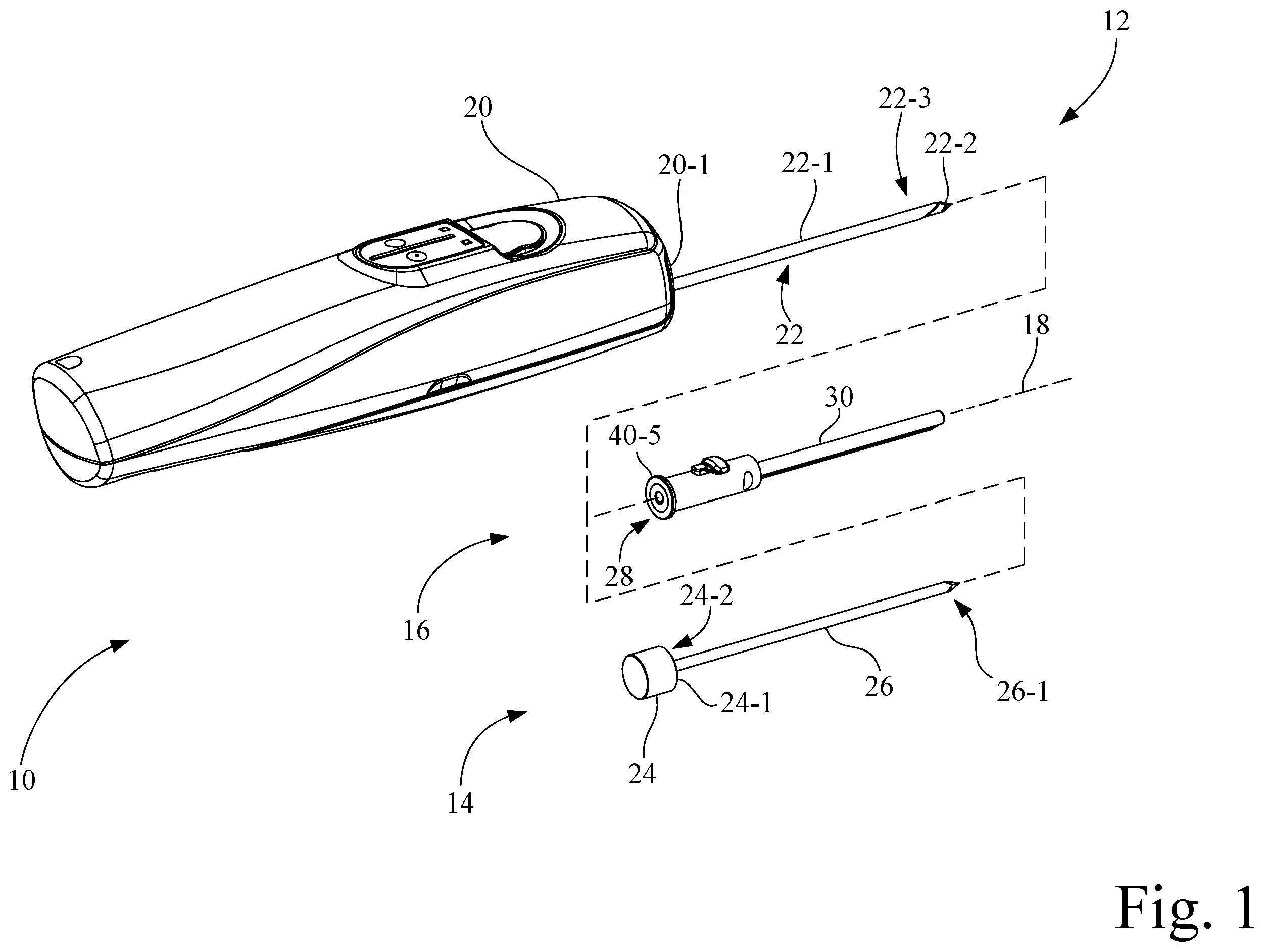 Patent US12426860 Figure 1 – Dual lumen coaxial introducer having integrated tissue marker delivery