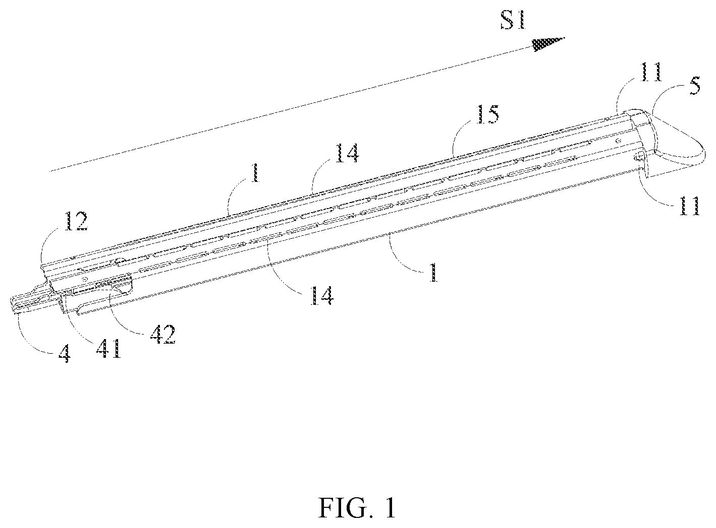 Patent US12426877 Figure 1 – Cartridge assembly and surgical stapler