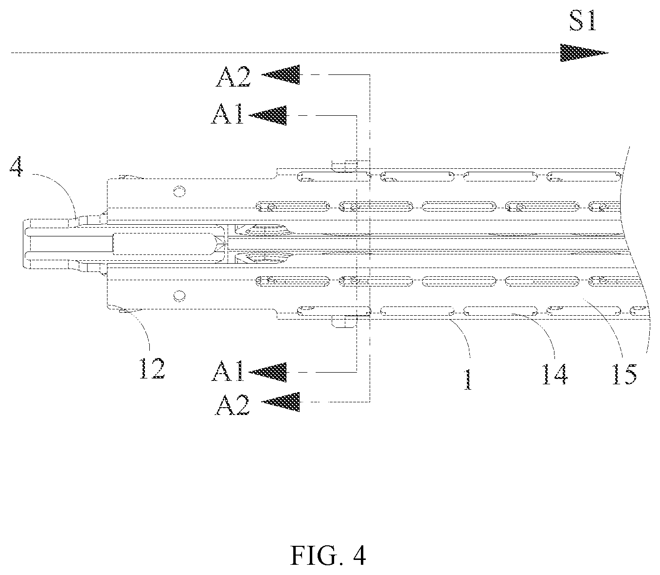 Patent US12426877 Figure 4 – Cartridge assembly and surgical stapler