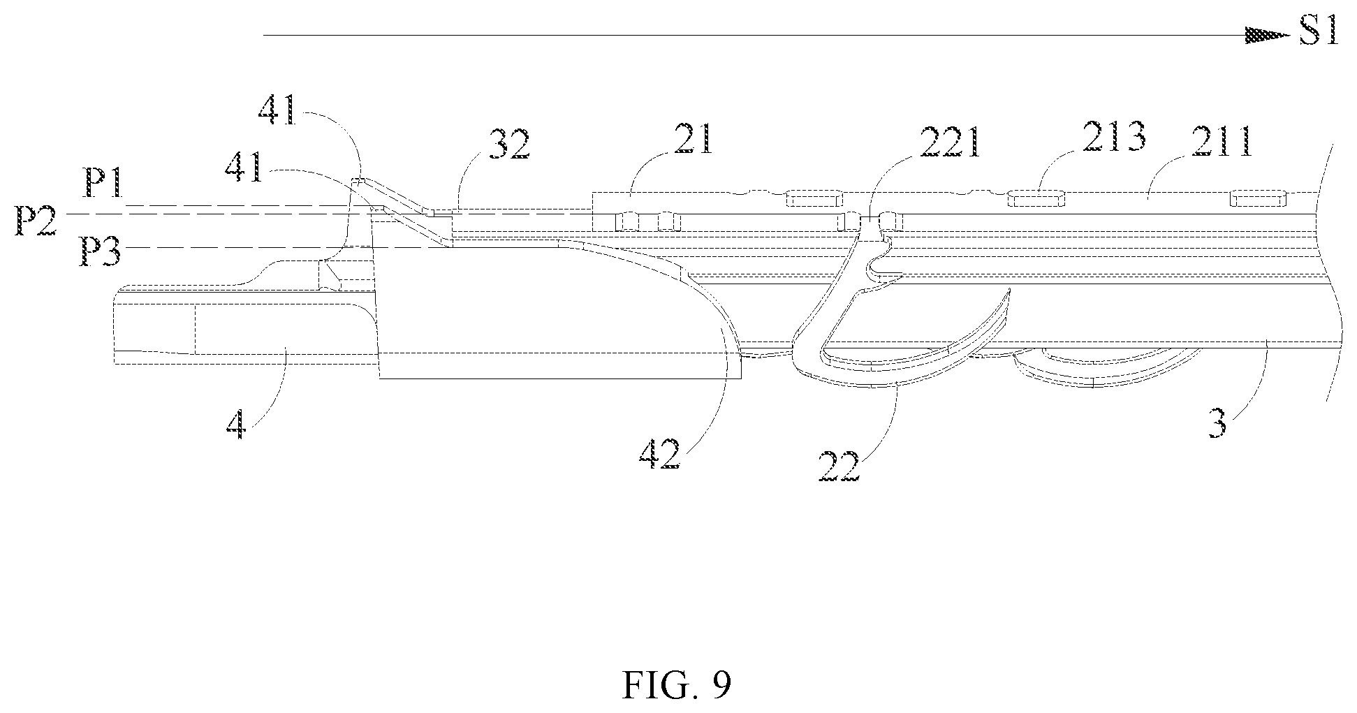 Patent US12426877 Figure 9 – Cartridge assembly and surgical stapler