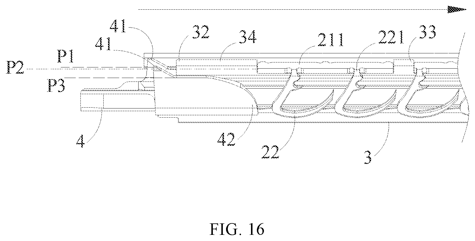 Patent US12426877 Figure 16 – Cartridge assembly and surgical stapler