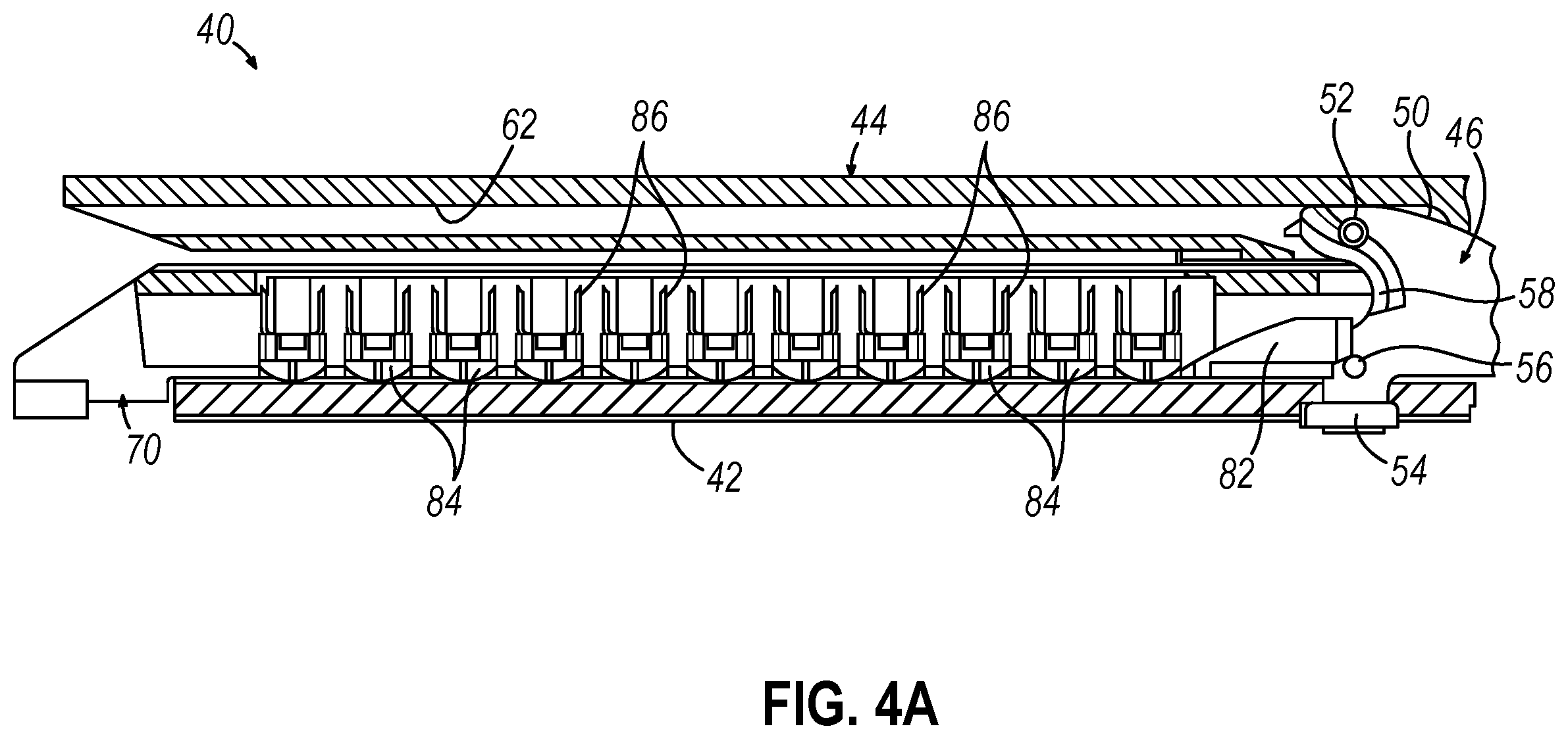 Patent US12426880 Figure 4 – Surgical stapler cartridge having intermediate raised tissue engagement protrusions