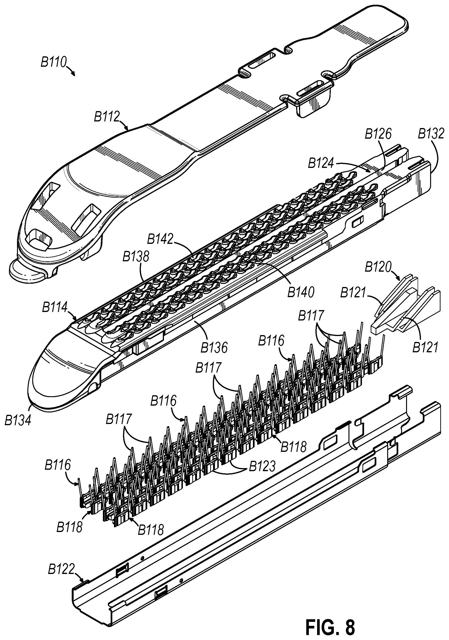 Patent US12426880 Figure 9 – Surgical stapler cartridge having intermediate raised tissue engagement protrusions