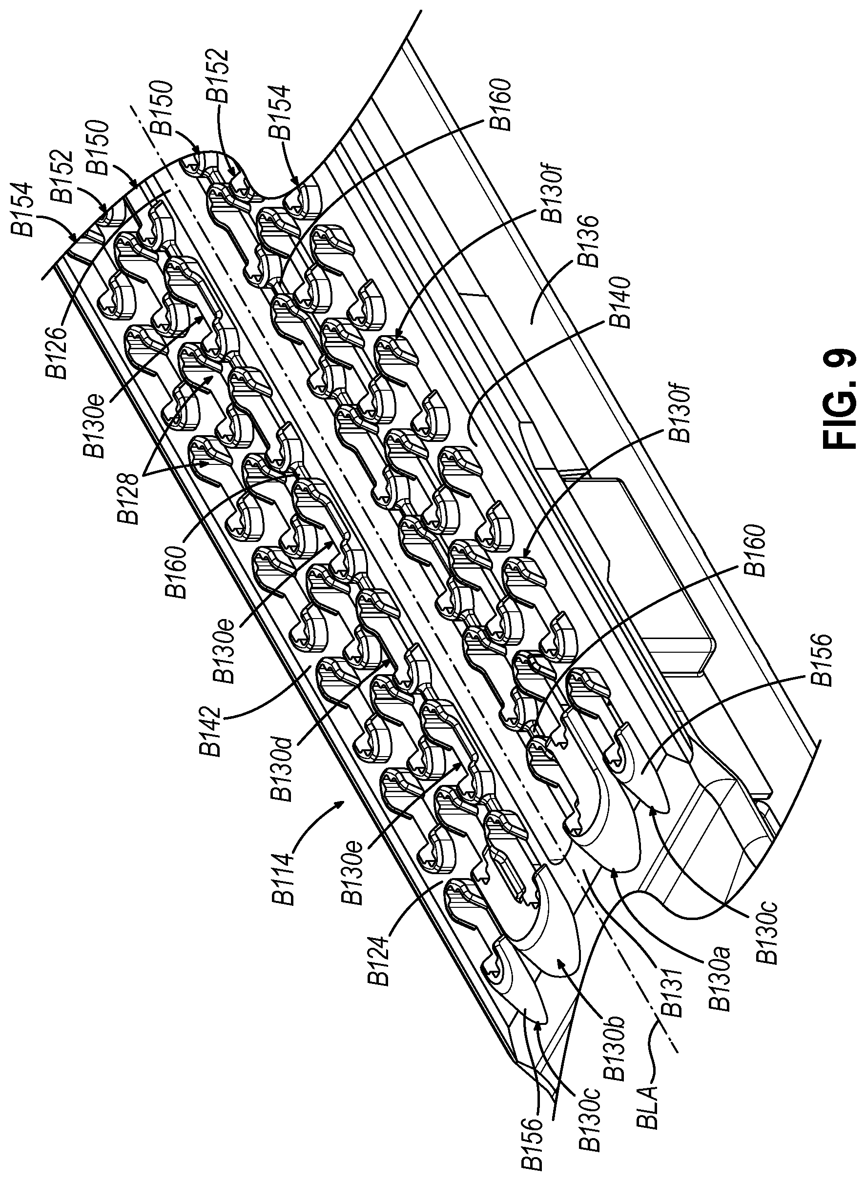 Patent US12426880 Figure 10 – Surgical stapler cartridge having intermediate raised tissue engagement protrusions