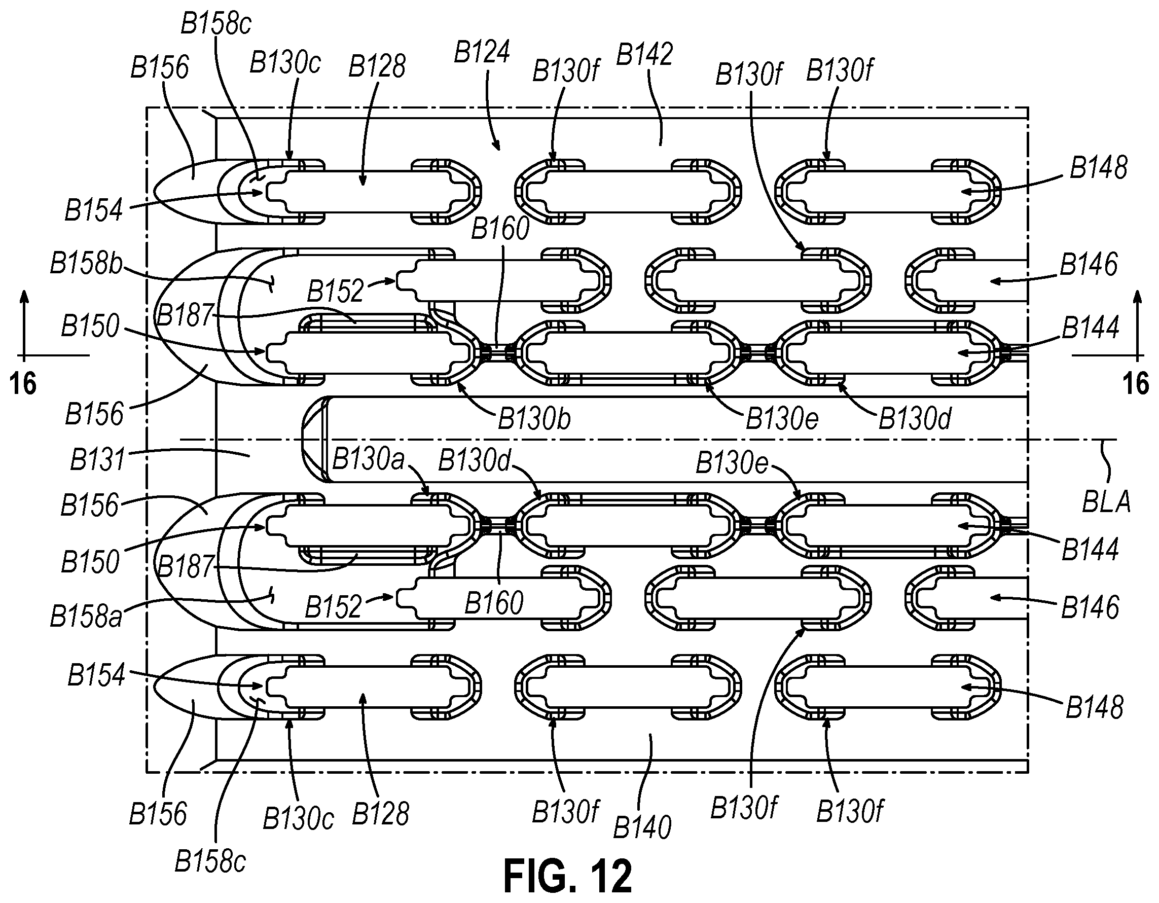 Patent US12426880 Figure 12 – Surgical stapler cartridge having intermediate raised tissue engagement protrusions