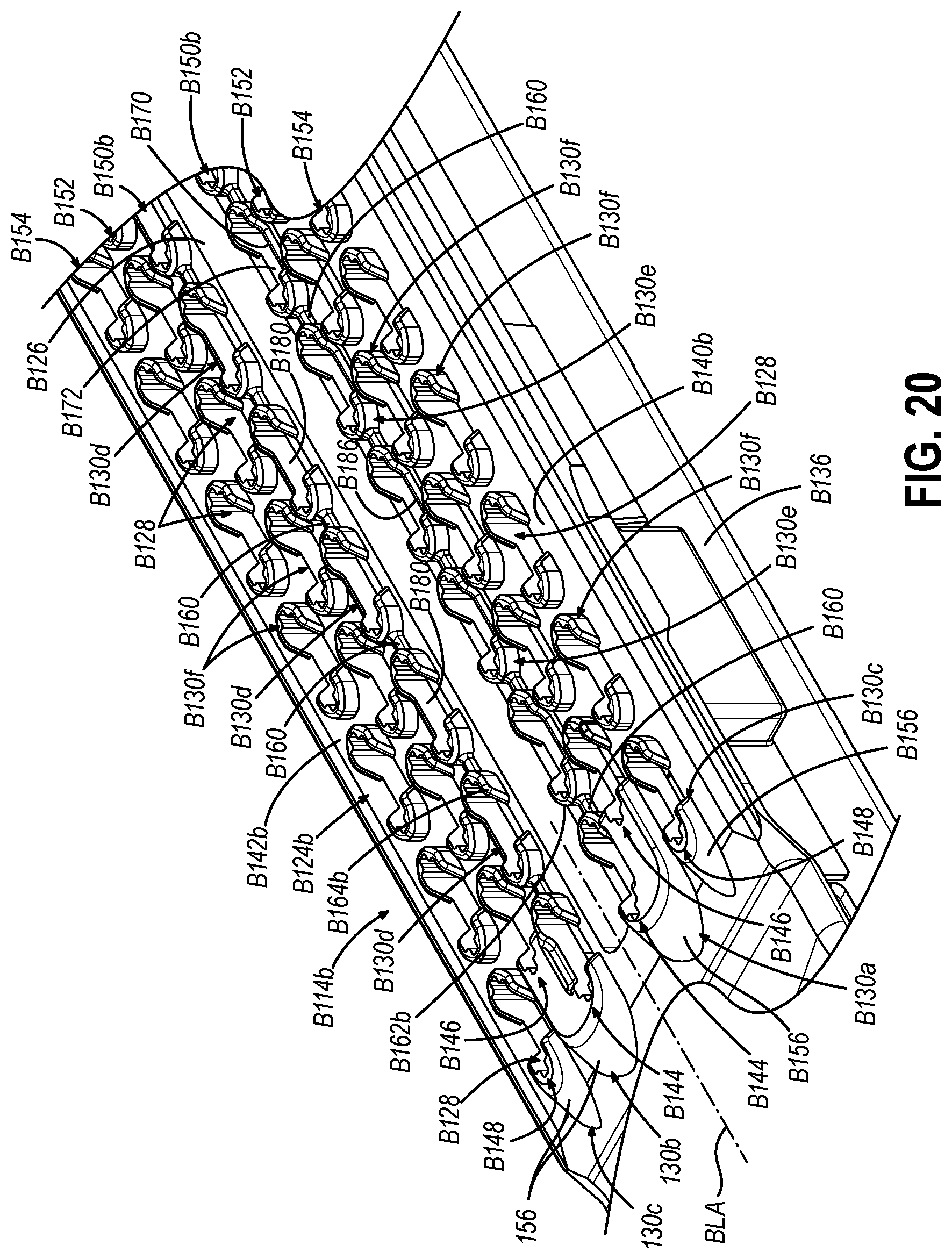 Patent US12426880 Figure 19 – Surgical stapler cartridge having intermediate raised tissue engagement protrusions