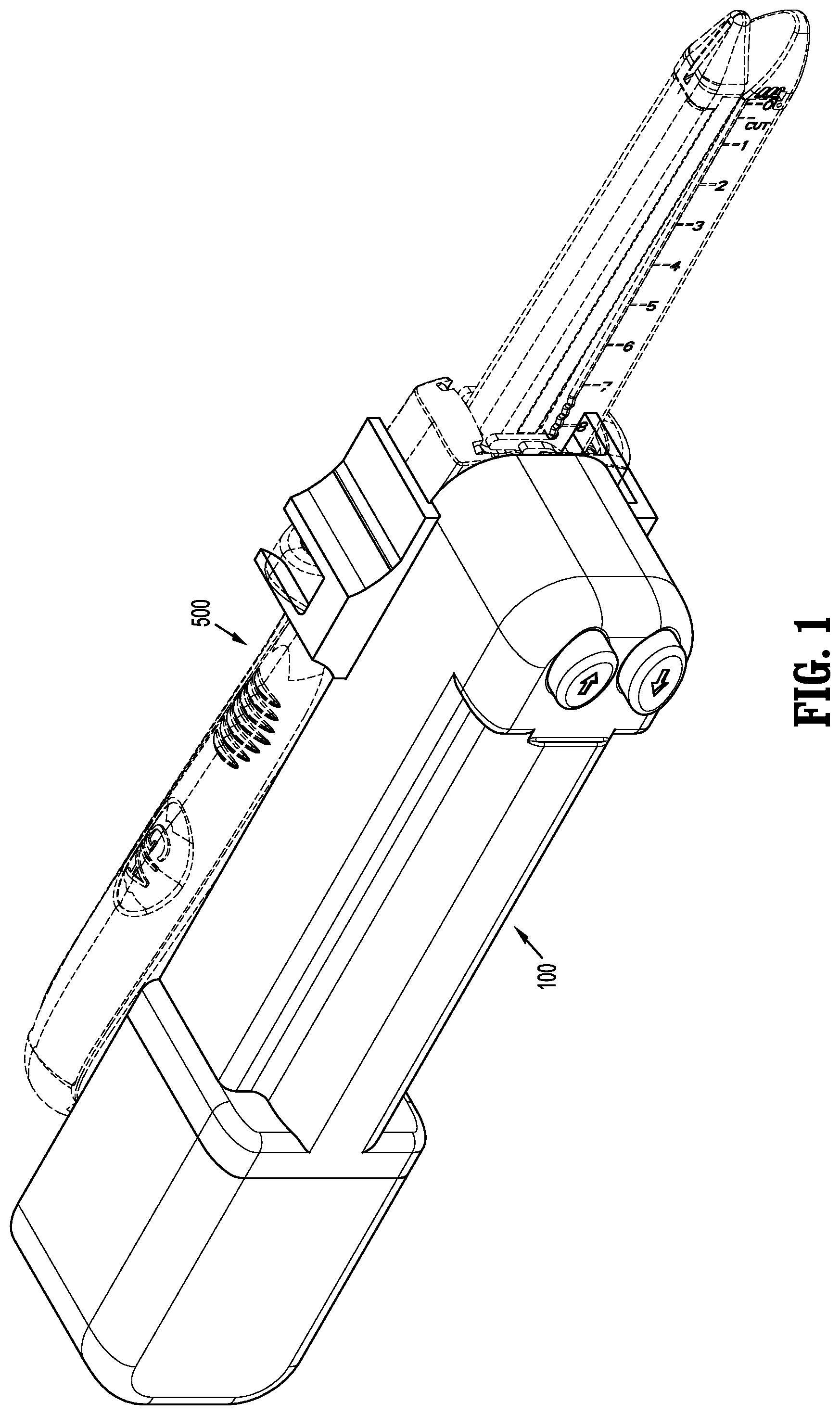 Patent US12426881 Figure 1 – Powered actuation assist for an open linear stapling device