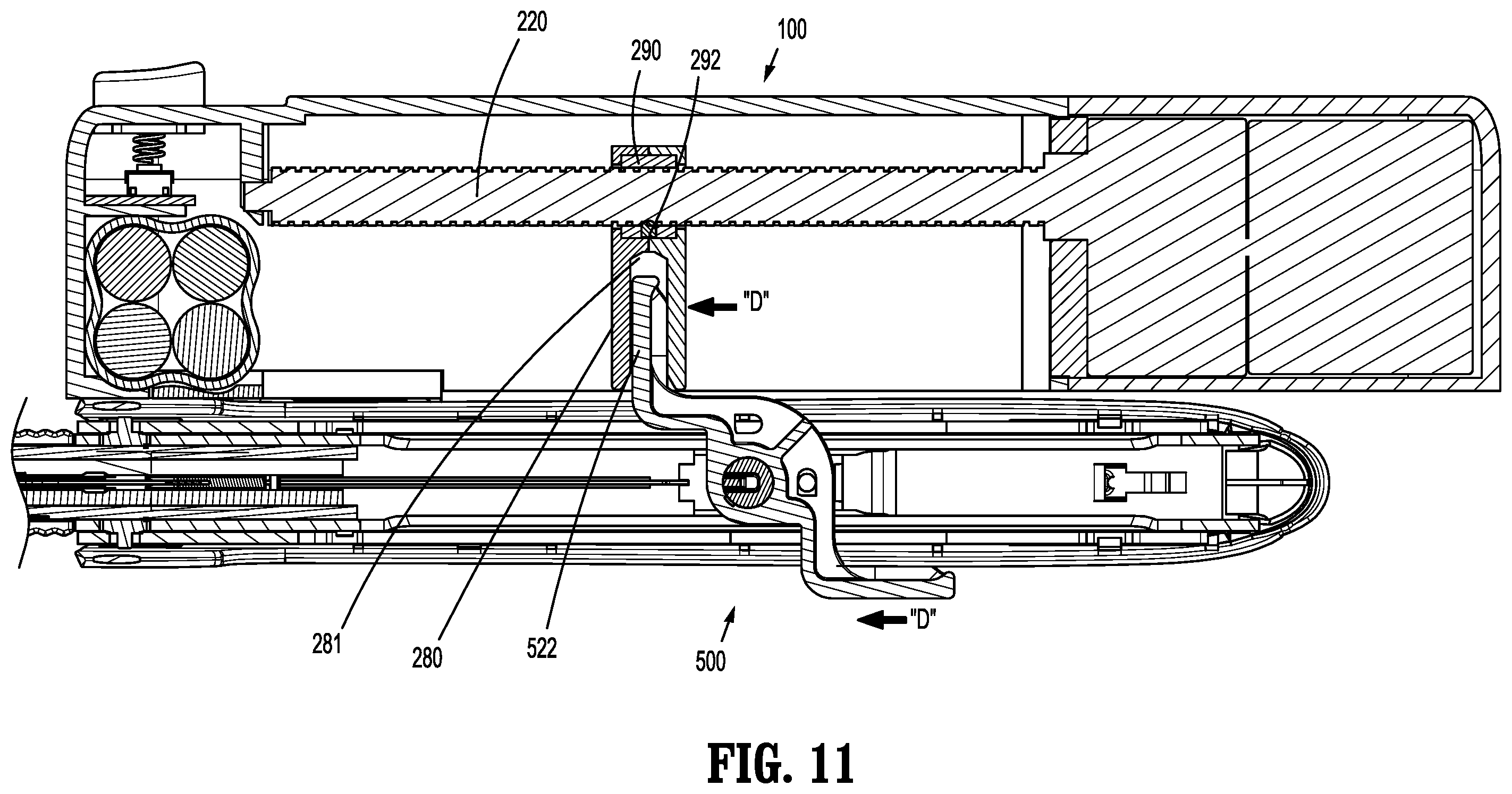 Patent US12426881 Figure 10 – Powered actuation assist for an open linear stapling device