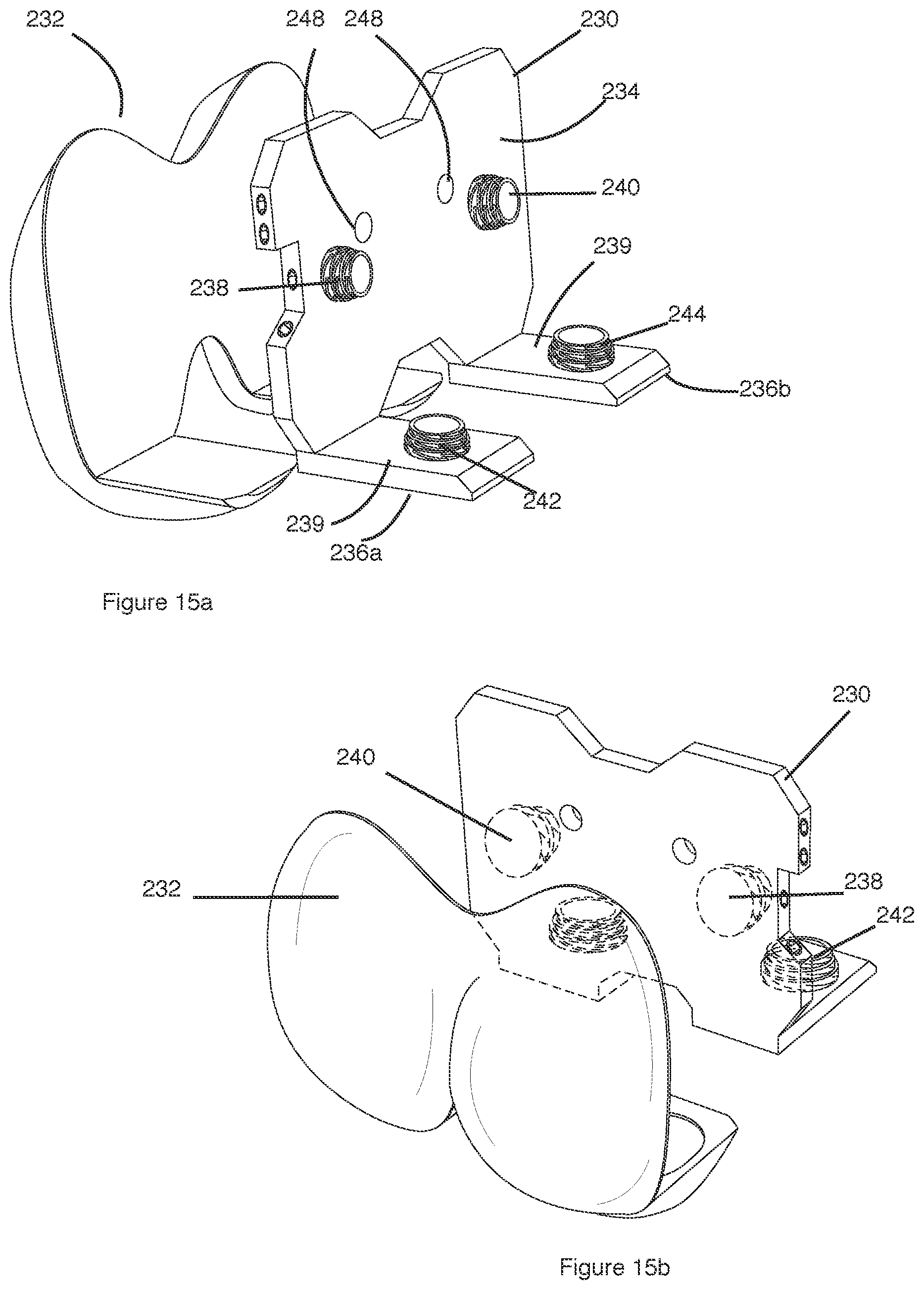 Patent US12426895 Figure 15 – Arrangement and method used in the preparation of bone surfaces of the knee joint for the components of a prosthetic knee joint