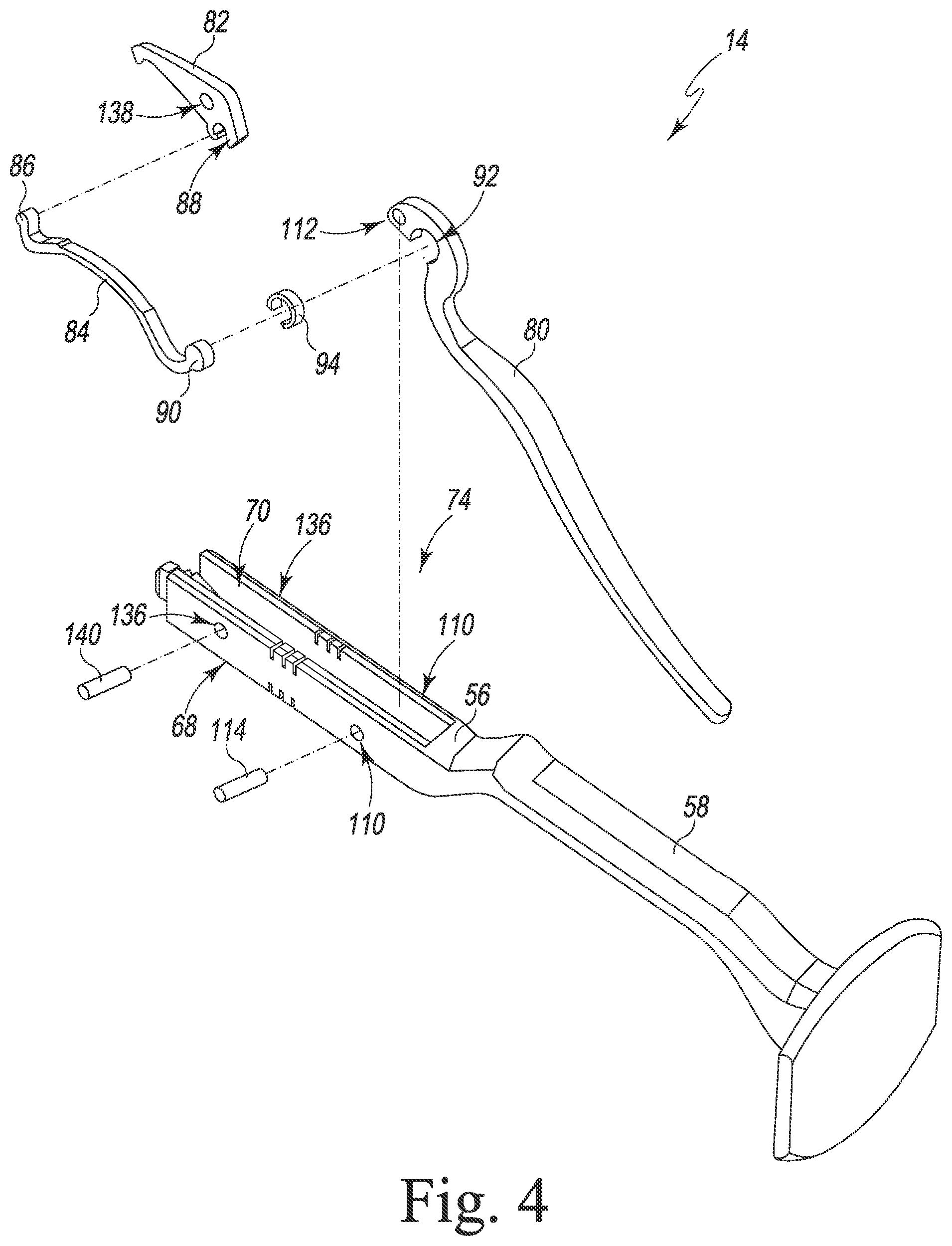 Patent US12426899 Figure 4 – Femoral surgical instrument and method of assembling same