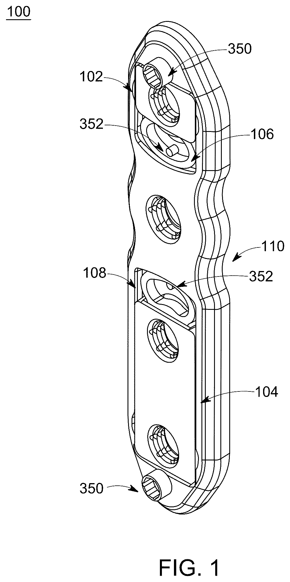 Patent US12426929 Figure 1 – Dynamic bone plate and method of use