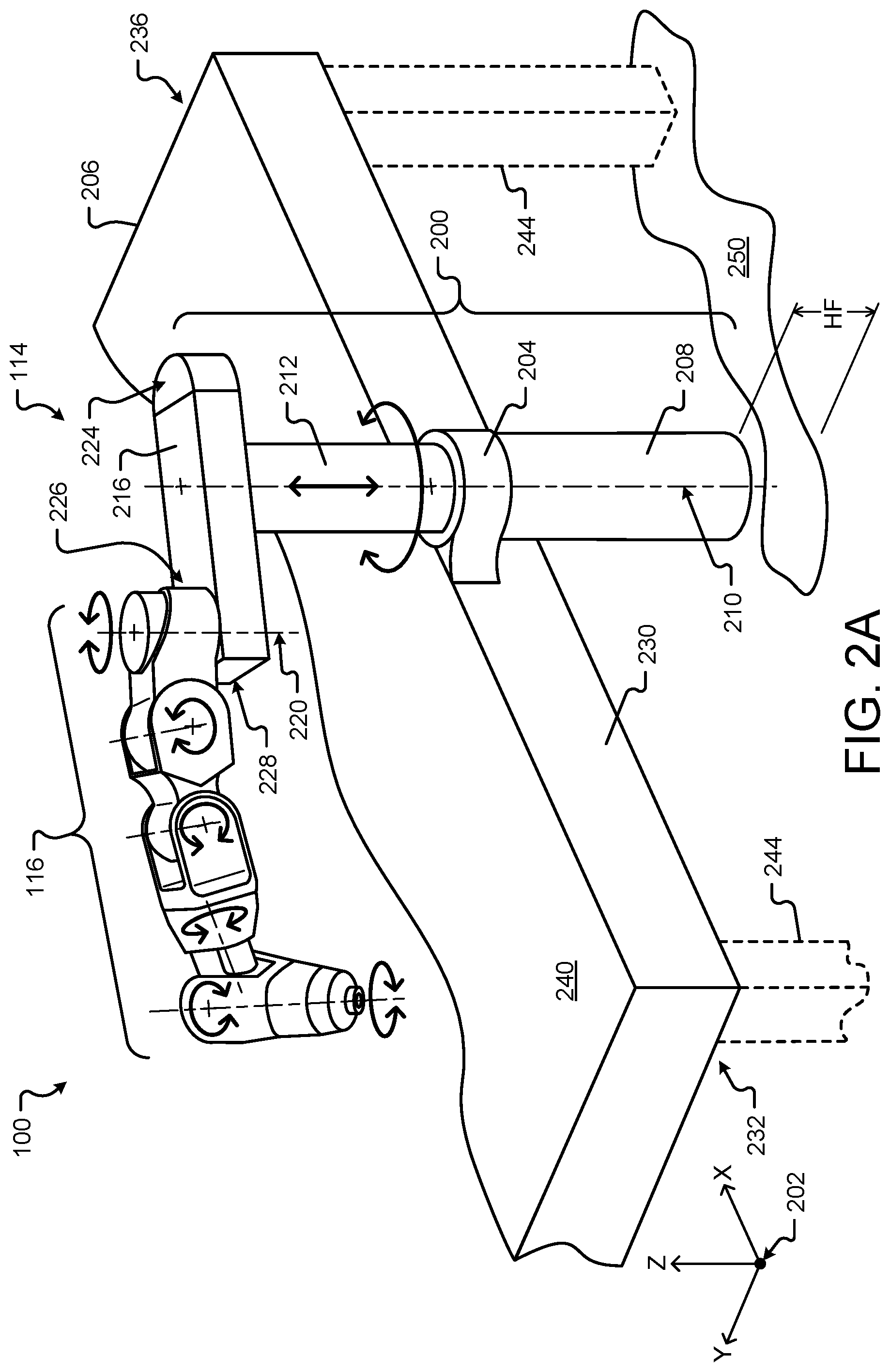 Patent US12426962 Figure 2 – Robotic surgical system with rigid bed mount